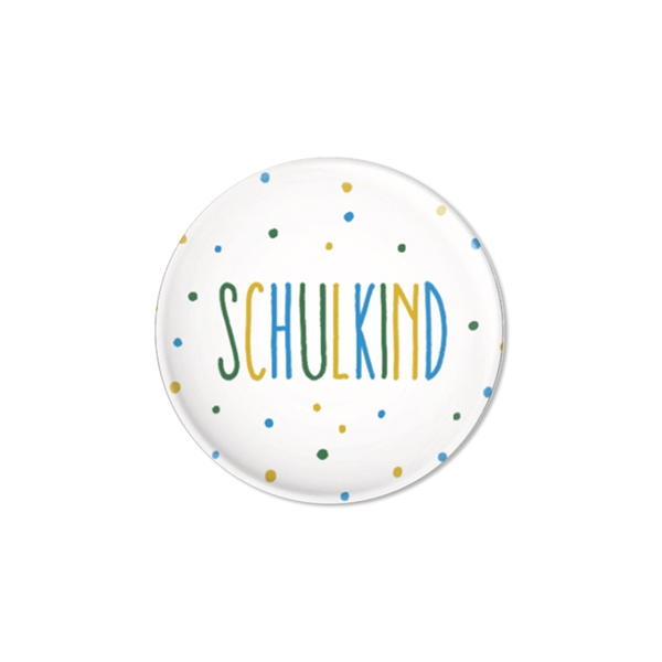 Button "Schulkind", Konfetti blau Button "Schulkind", Konfetti blau
