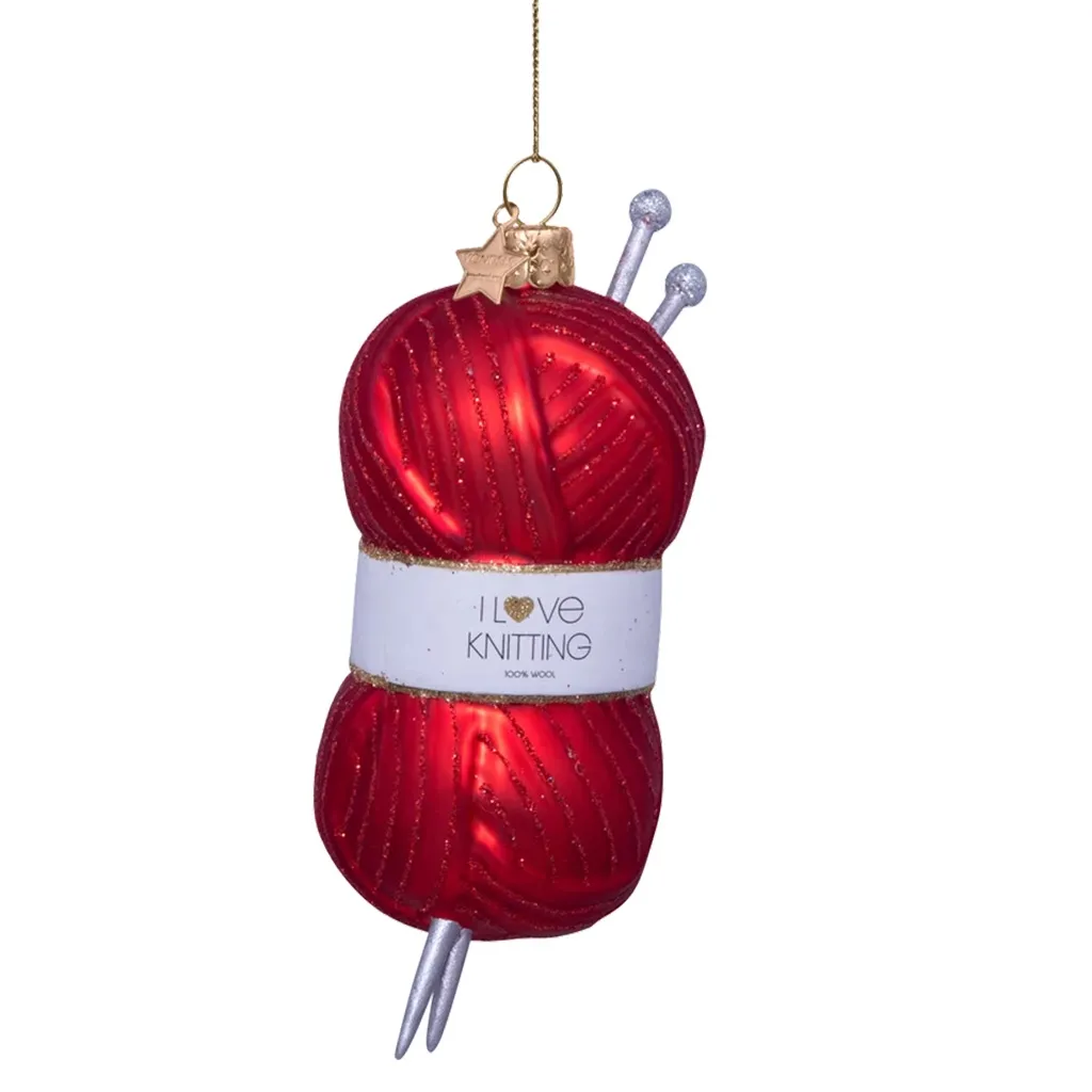 Weihnachtskugel, Strickgarn, Knitting, Rot, Dekoration