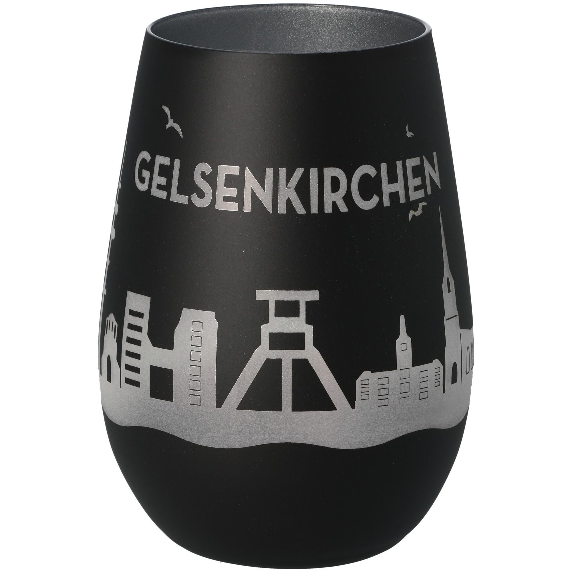 Windlicht Skyline Gelsenkirchen Schwarz/Silber