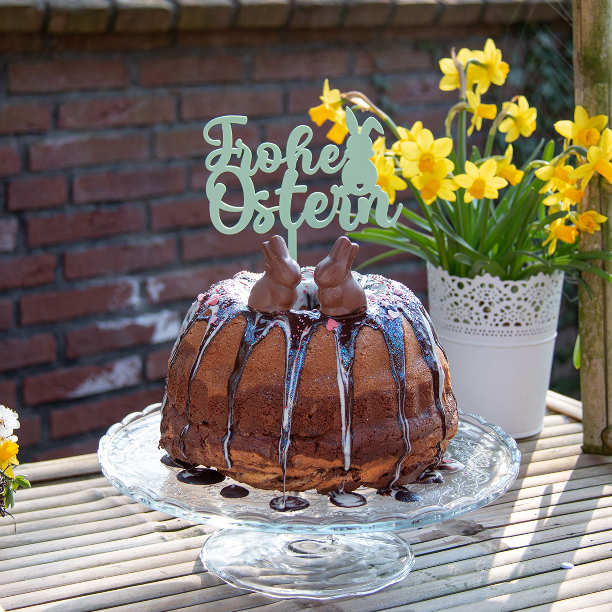 Cake Topper "Frohe Ostern" aus Acryl