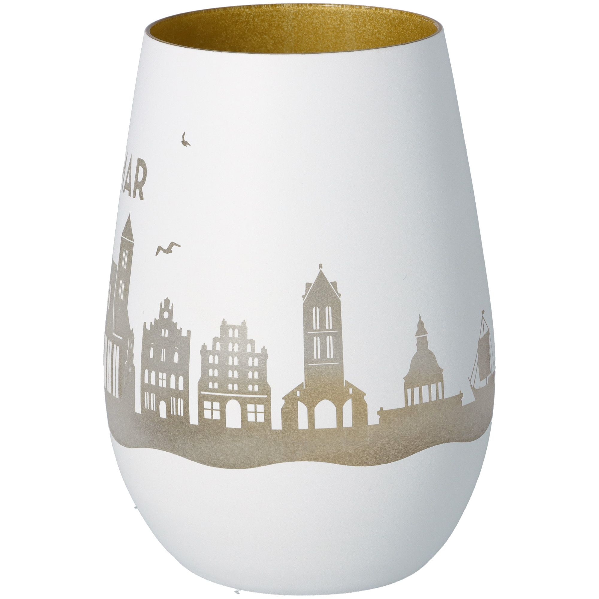 Windlicht Skyline Wismar Weiß/Gold Windlicht Skyline Wismar Weiß/Gold