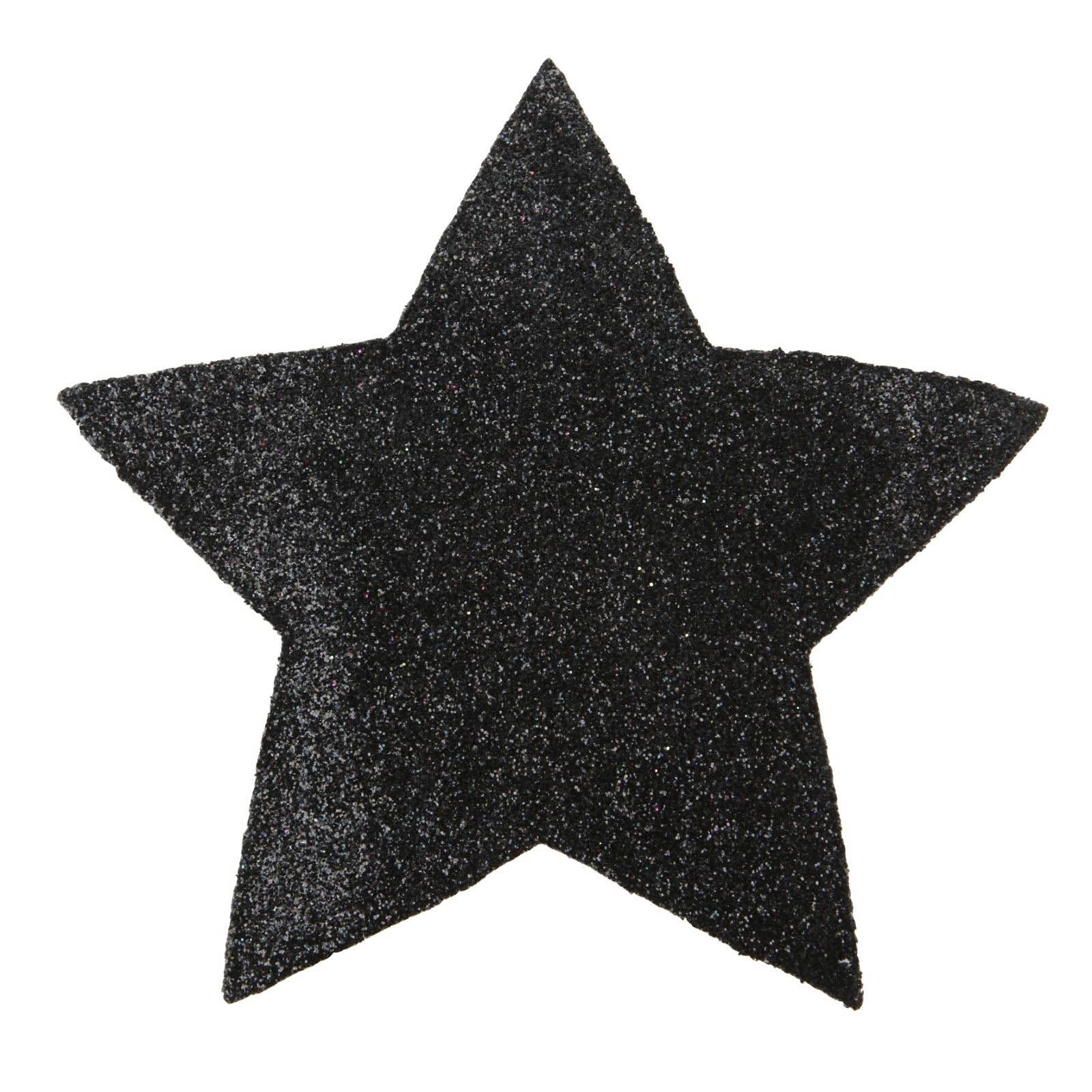 2 Glitter Stern-Tischsets Schwarz