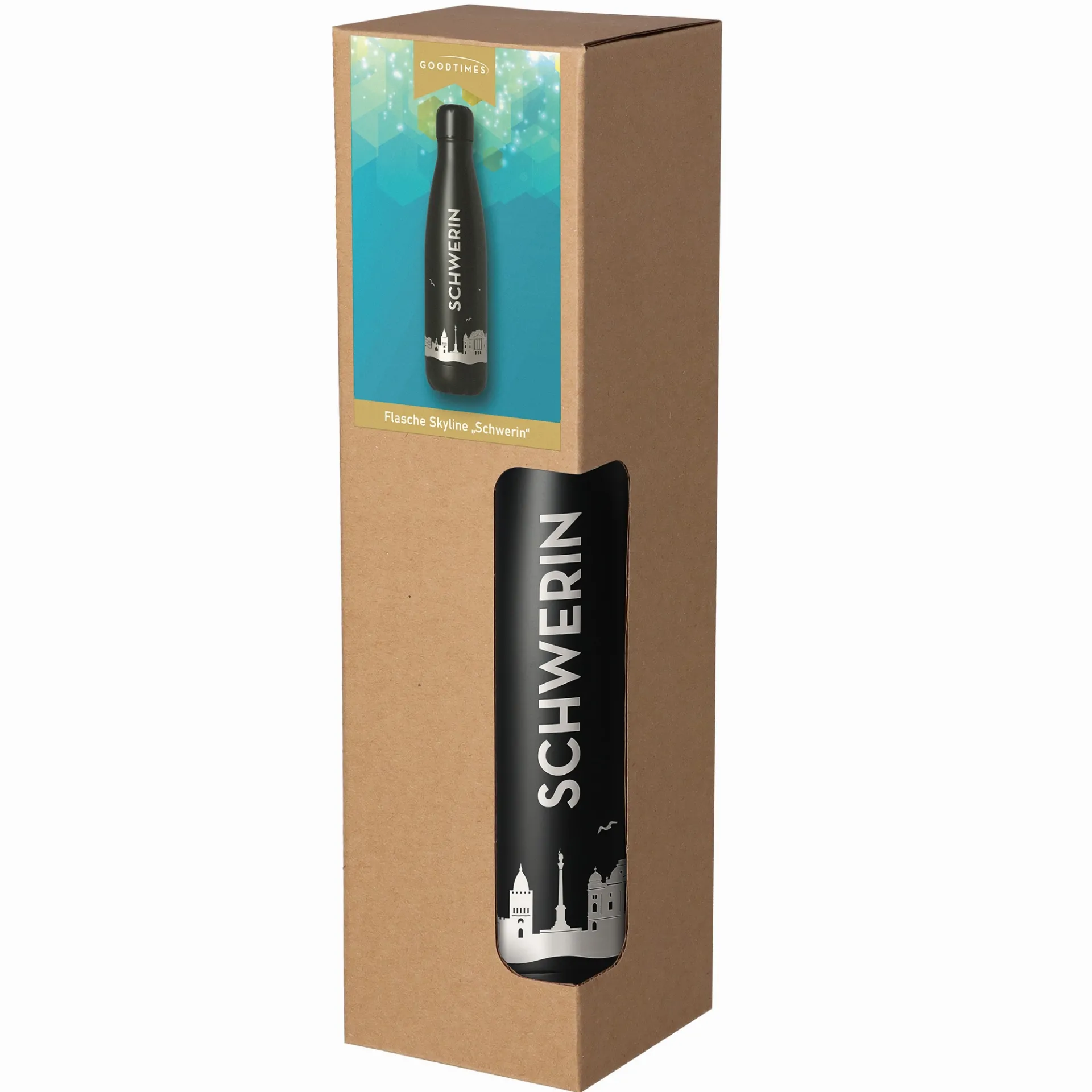 Trinkflasche Skyline Schwerin Schwarz 500ml