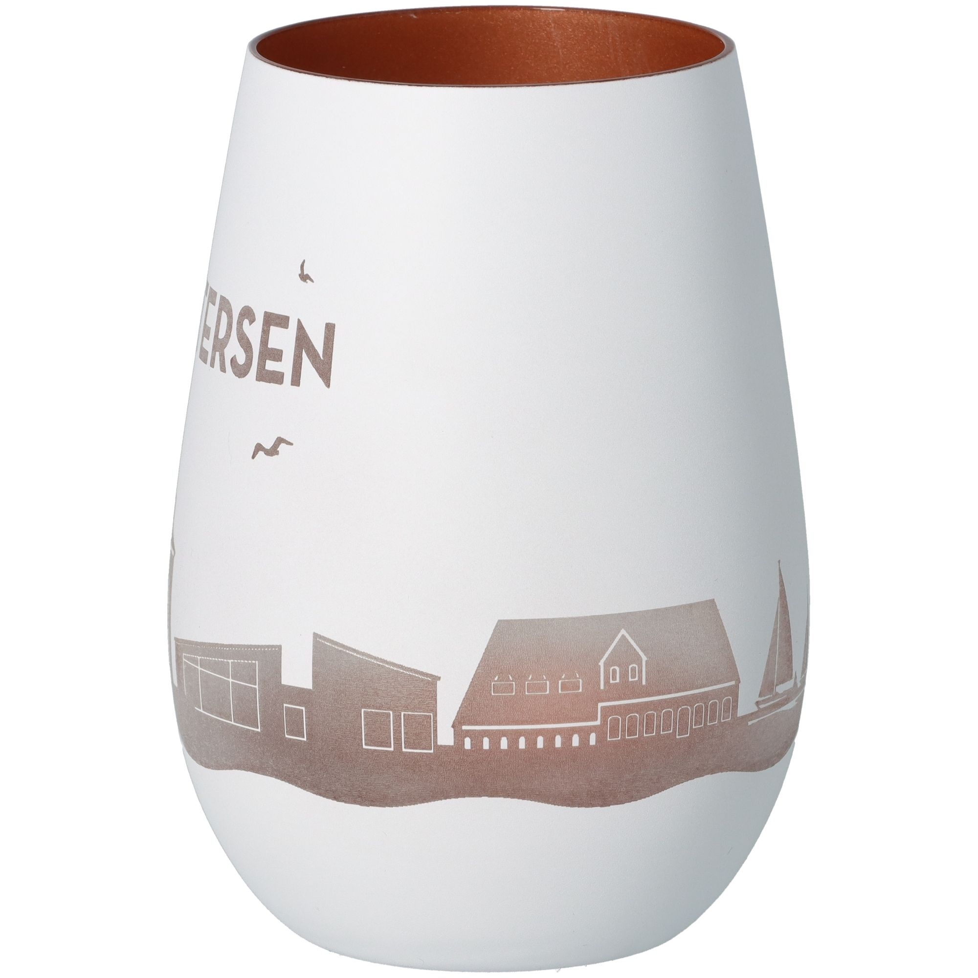 Windlicht Skyline Drochtersen Weiß/Bronze Töpferei, Krug, Vase