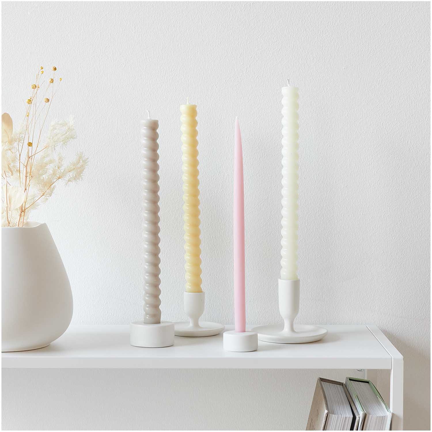Stielkerzenhalter aus Keramik- groß, Weiß Stielkerzenhalter aus Keramik- groß, Weiß