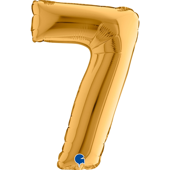 Folienballon Zahl "7" Gold, zur Luftbefüllung, 35 cm