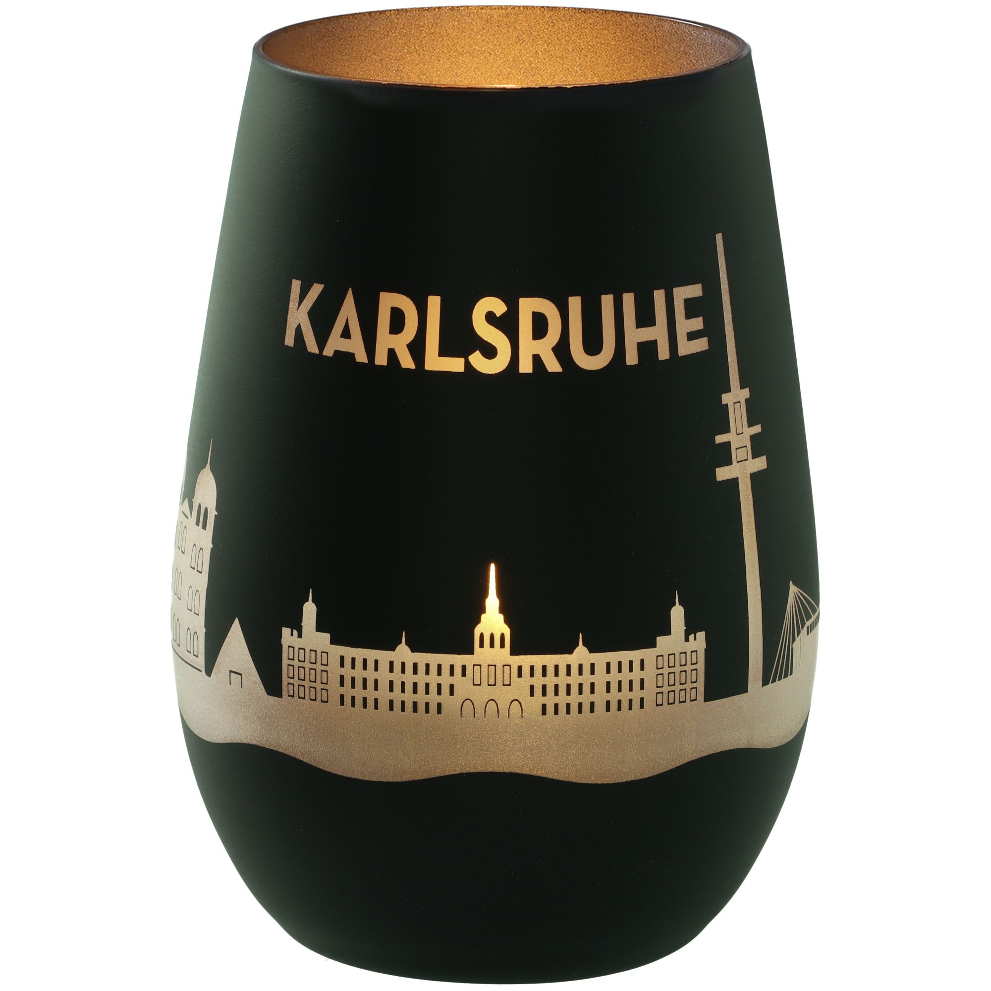 Windlicht Skyline Karlsruhe Schwarz/Silber Windlicht Skyline Karlsruhe Schwarz/Silber