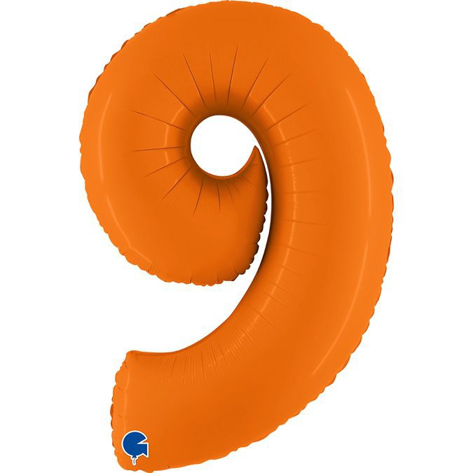 Folienballon Zahl 9 Matte Orange 100cm