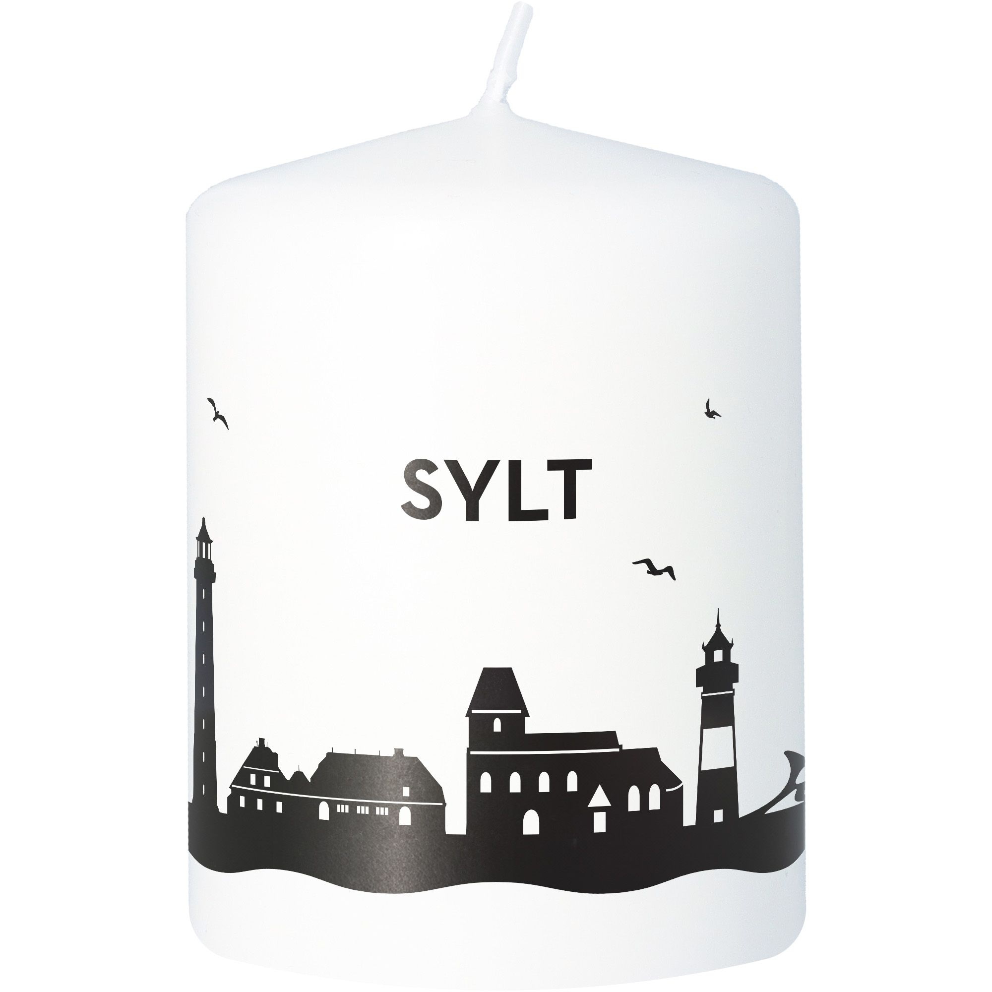 Stumpenkerze Skyline Sylt Weiß Stumpenkerze Skyline Sylt Weiß