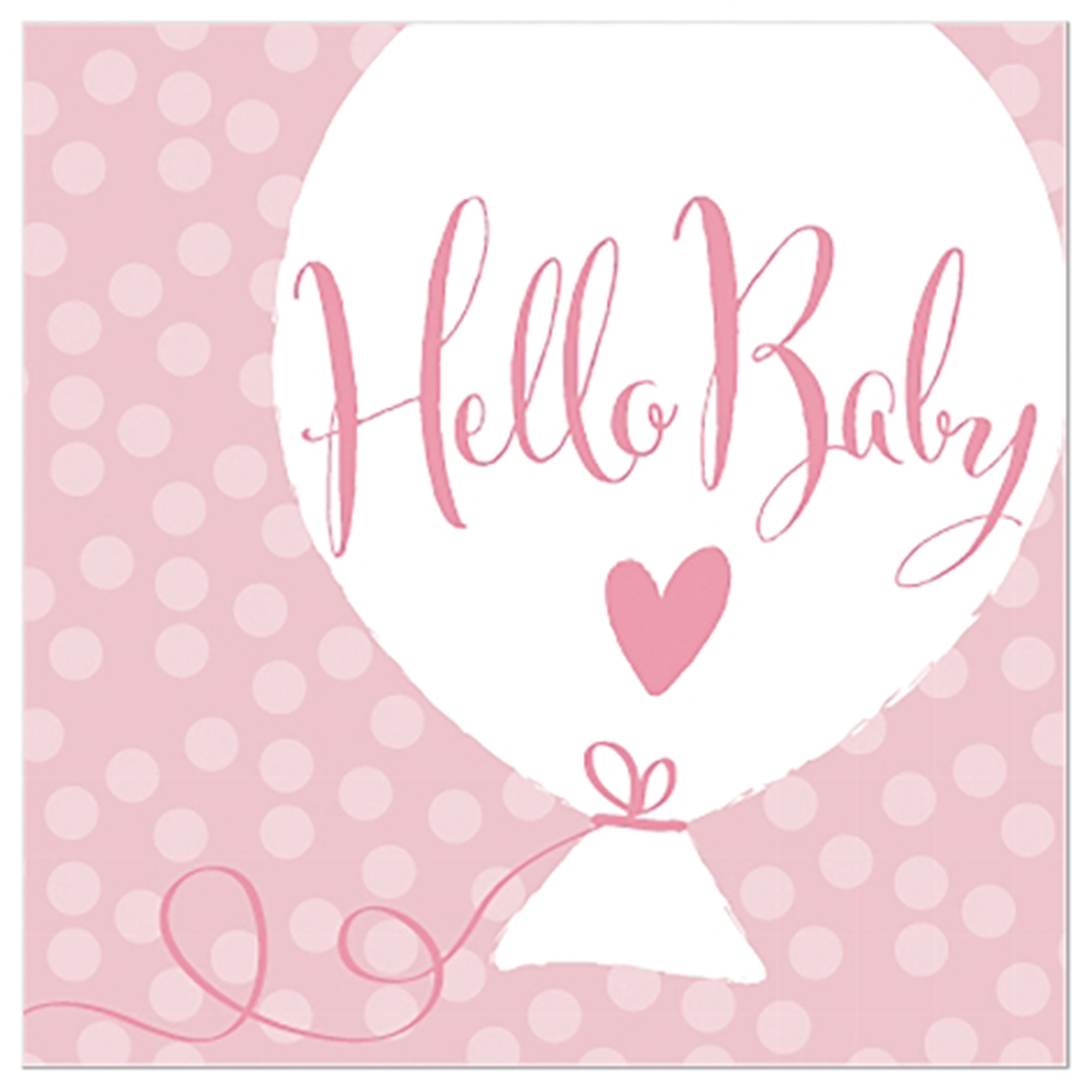 20 Cocktailservietten "Hello Baby" Rosa Briefumschlag, Grußkarte, Post