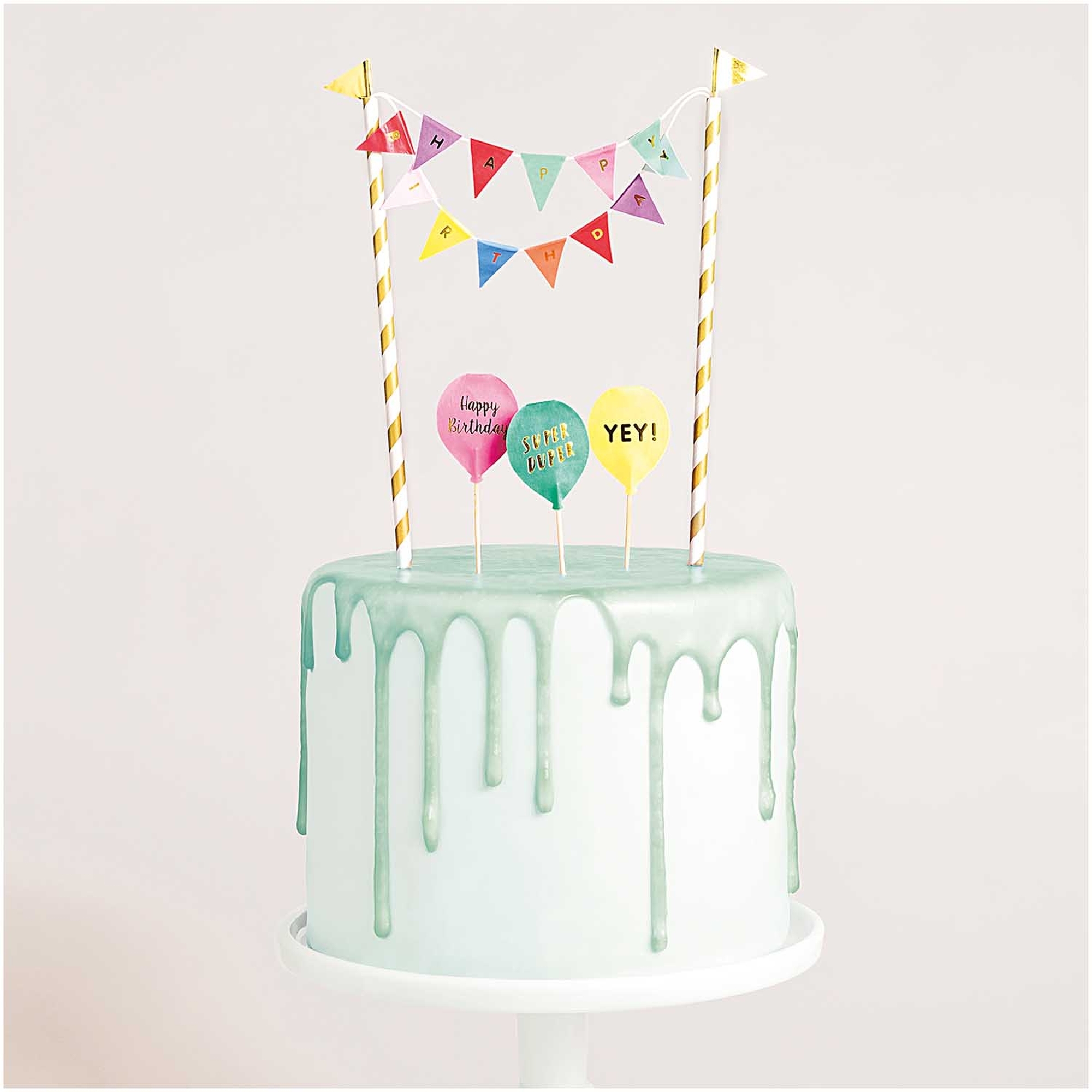 Cake Topper - Girlande Happy Birthday multicolor