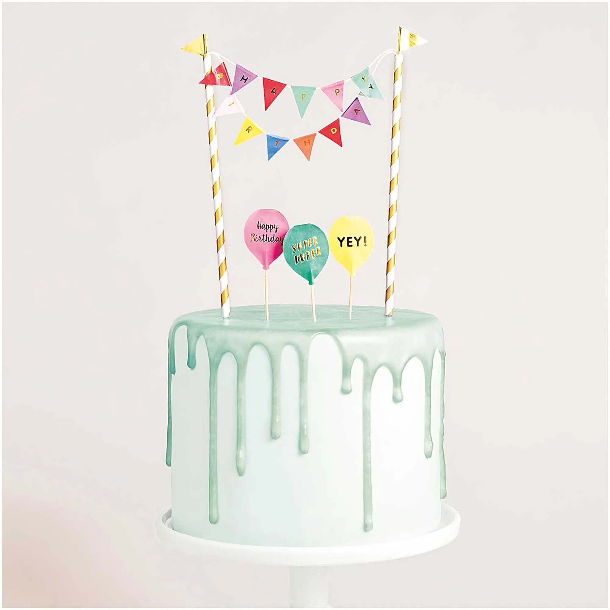 Cake Topper -  Girlande Happy Birthday multicolor