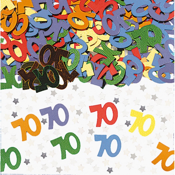 Konfetti "70. Geburtstag", Bunt Konfetti "70. Geburtstag", Bunt