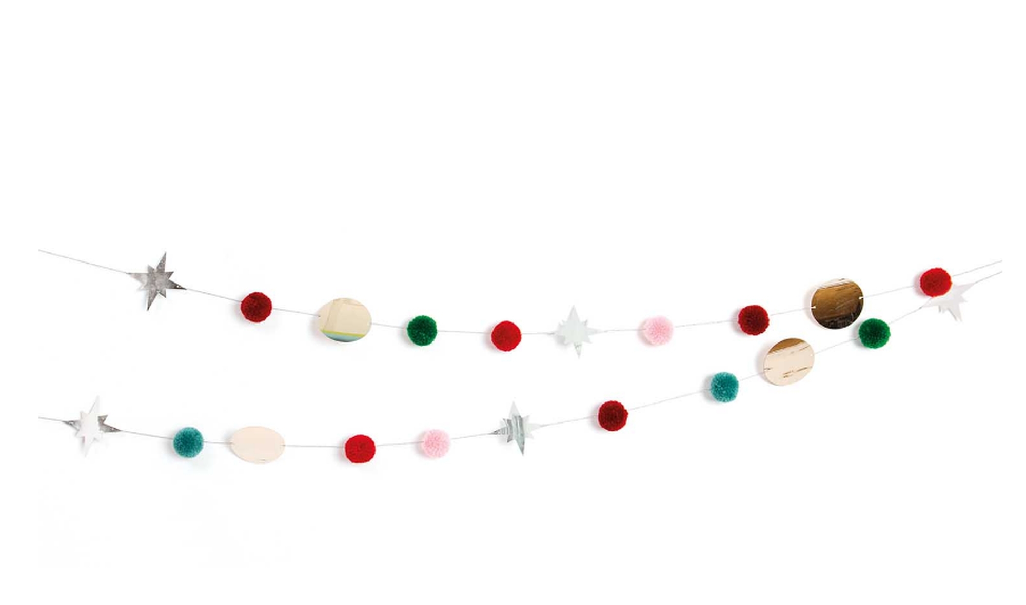 Garnpompom Girlande - Rot / Grün Garnpompom Girlande - Rot / Grün