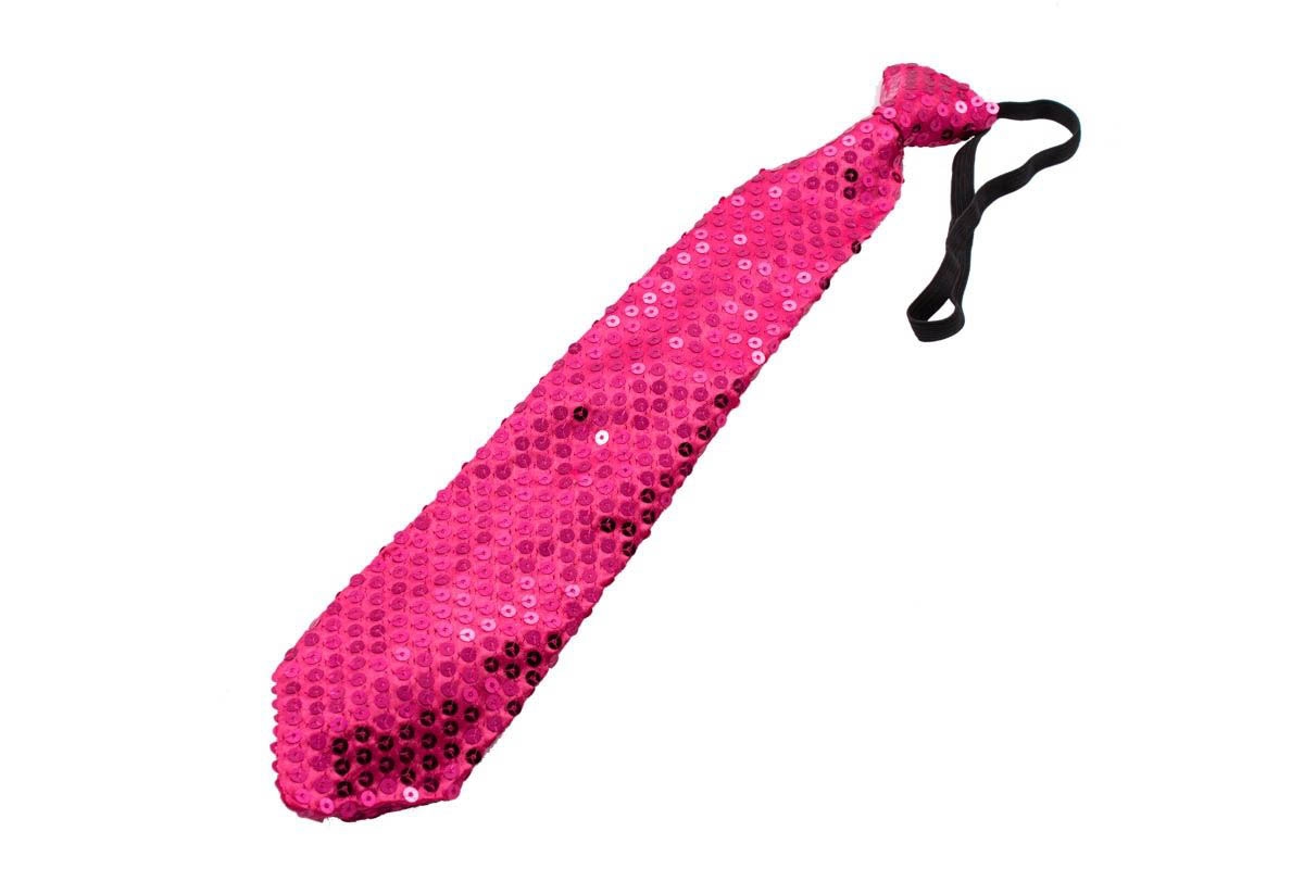 Pinke Party Krawatte mit LED und Pailletten