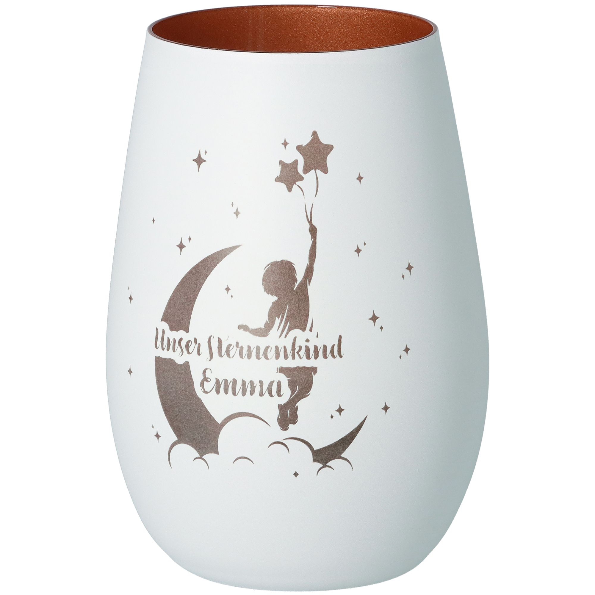 Windlicht Unser Sternenkind "Name" Weiß/Bronze Windlicht Unser Sternenkind "Name" Weiß/Bronze