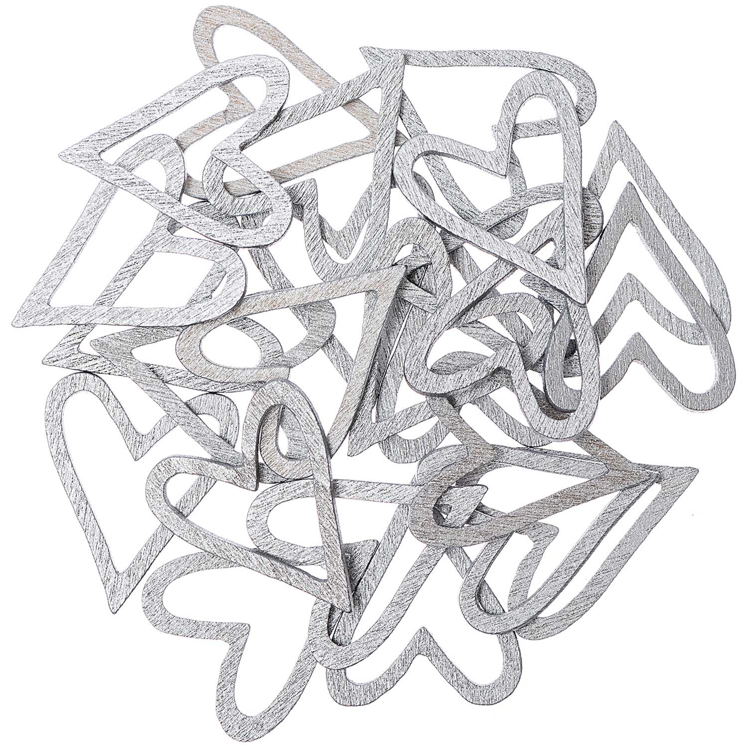 Konfetti - Holzstreu ♥ offen, Silber Konfetti - Holzstreu ♥ offen, Silber