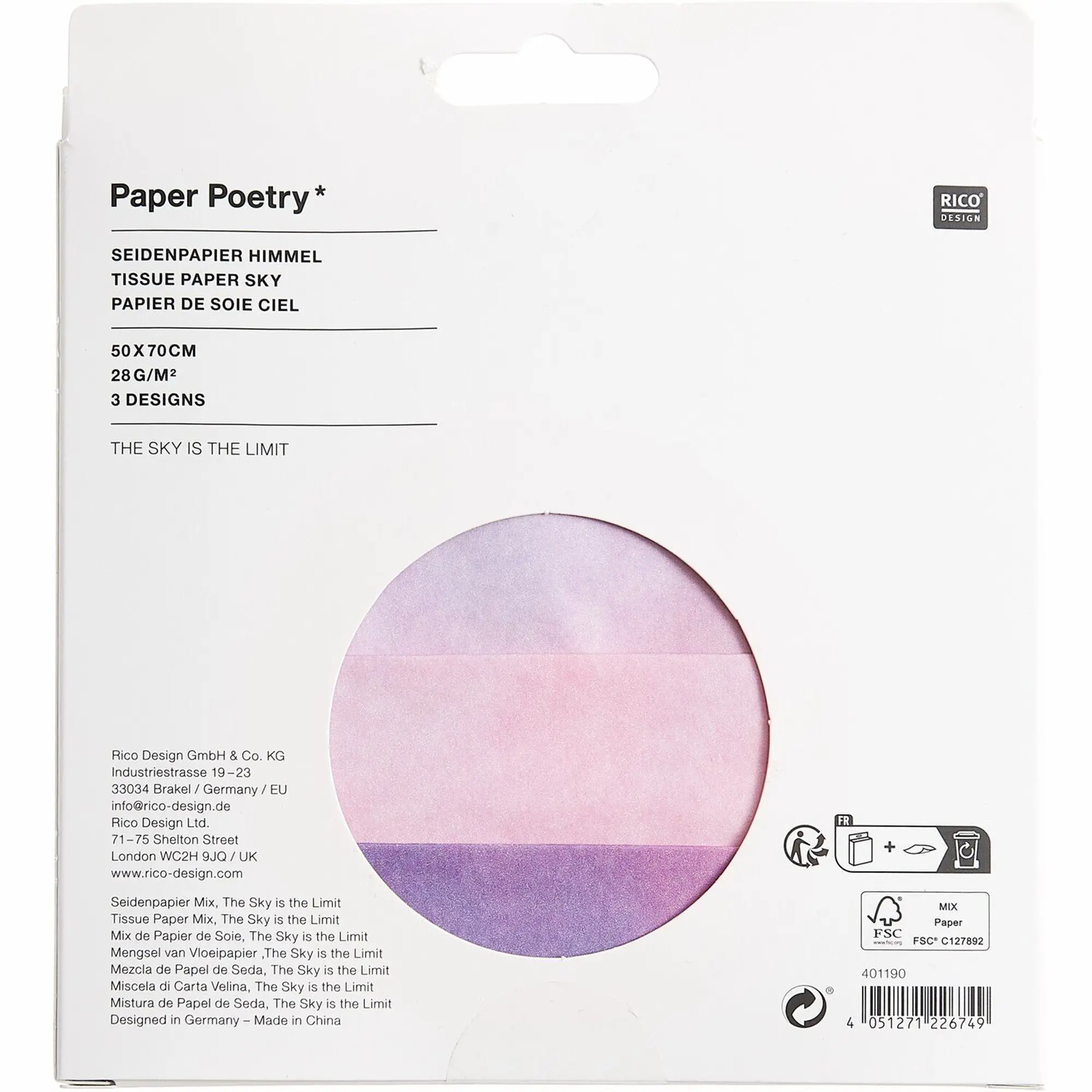 Seidenpapier Himmel, 9 Bögen