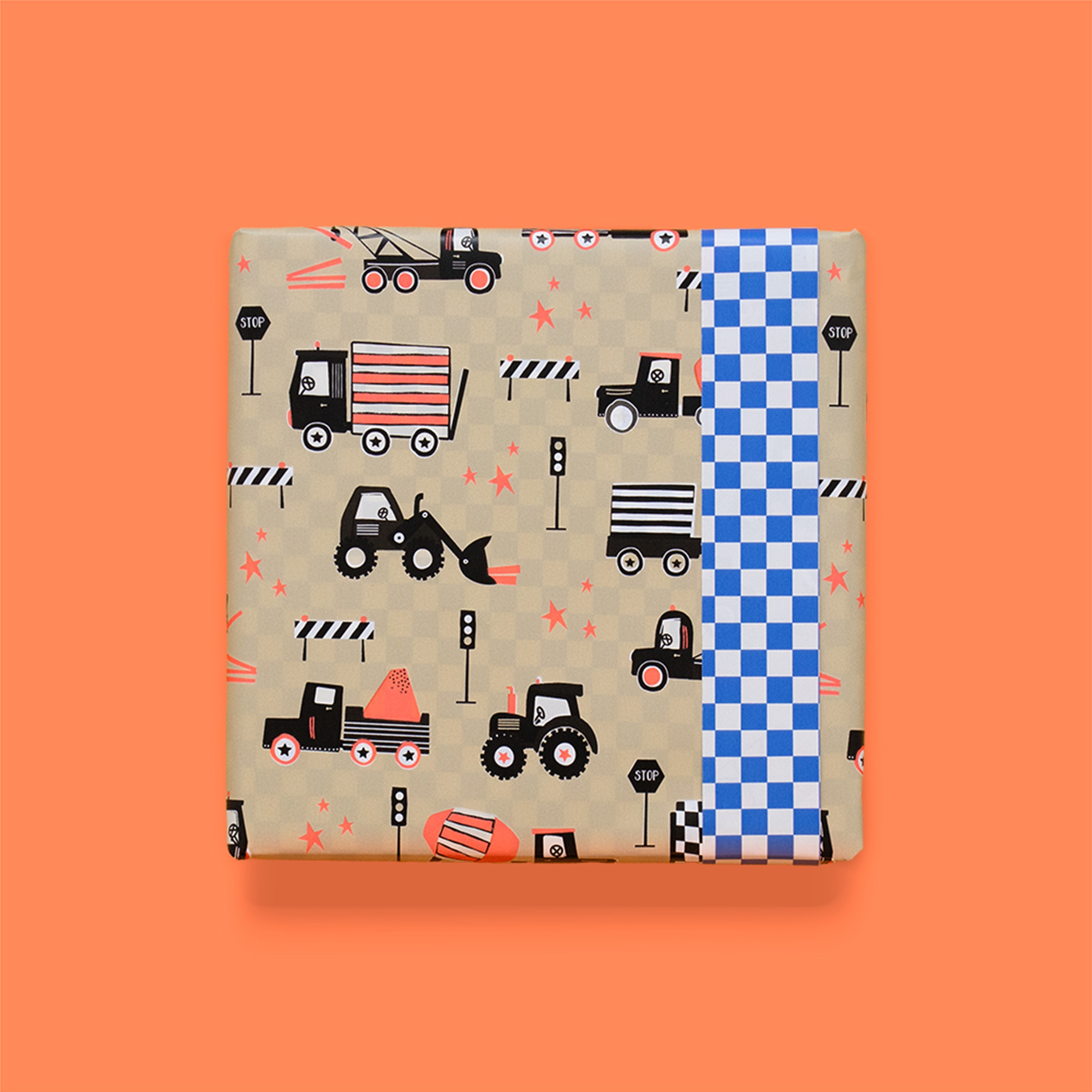 Geschenkpapier Nude "Fahrzeuge" 3 m Maschine, Rad, Inneneinrichtung