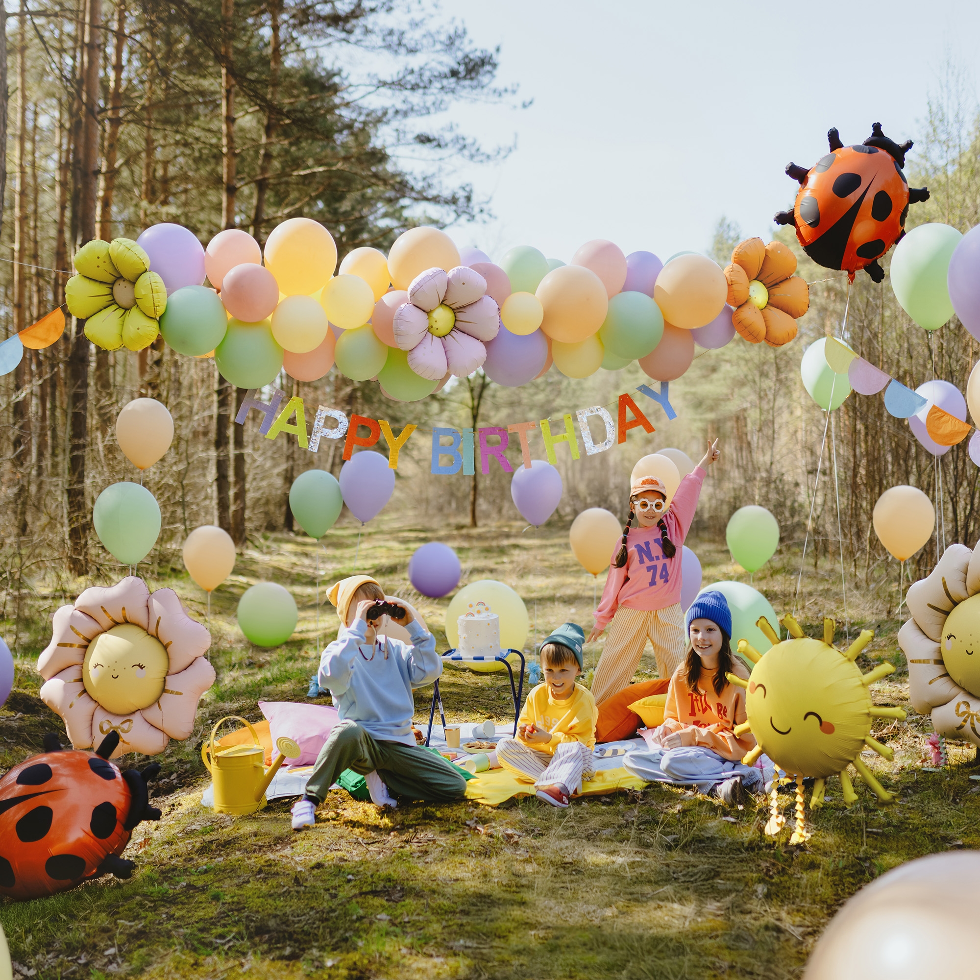 4 Folienballons "Gänseblümchen" zur Luftbefüllung 65 cm Leute, Person, Ballon, Junge, Kind