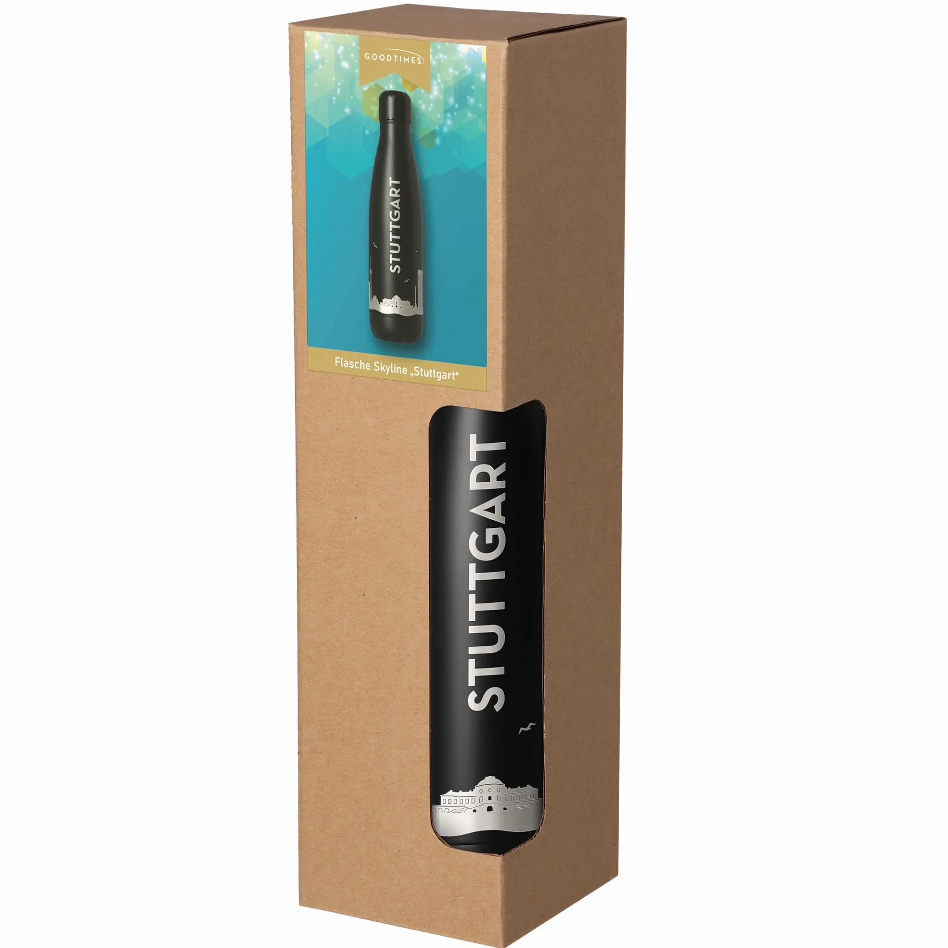 Trinkflasche Skyline Stuttgart Schwarz 500ml