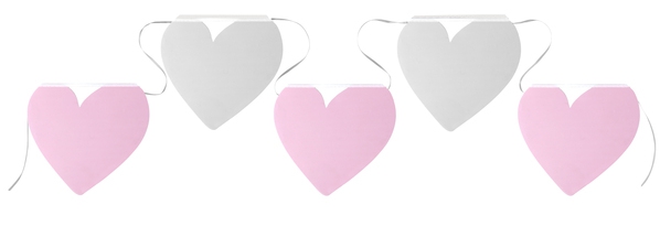 Girlande ♥, Rosa/Weiß-Perlmutt Girlande ♥, Rosa/Weiß-Perlmutt