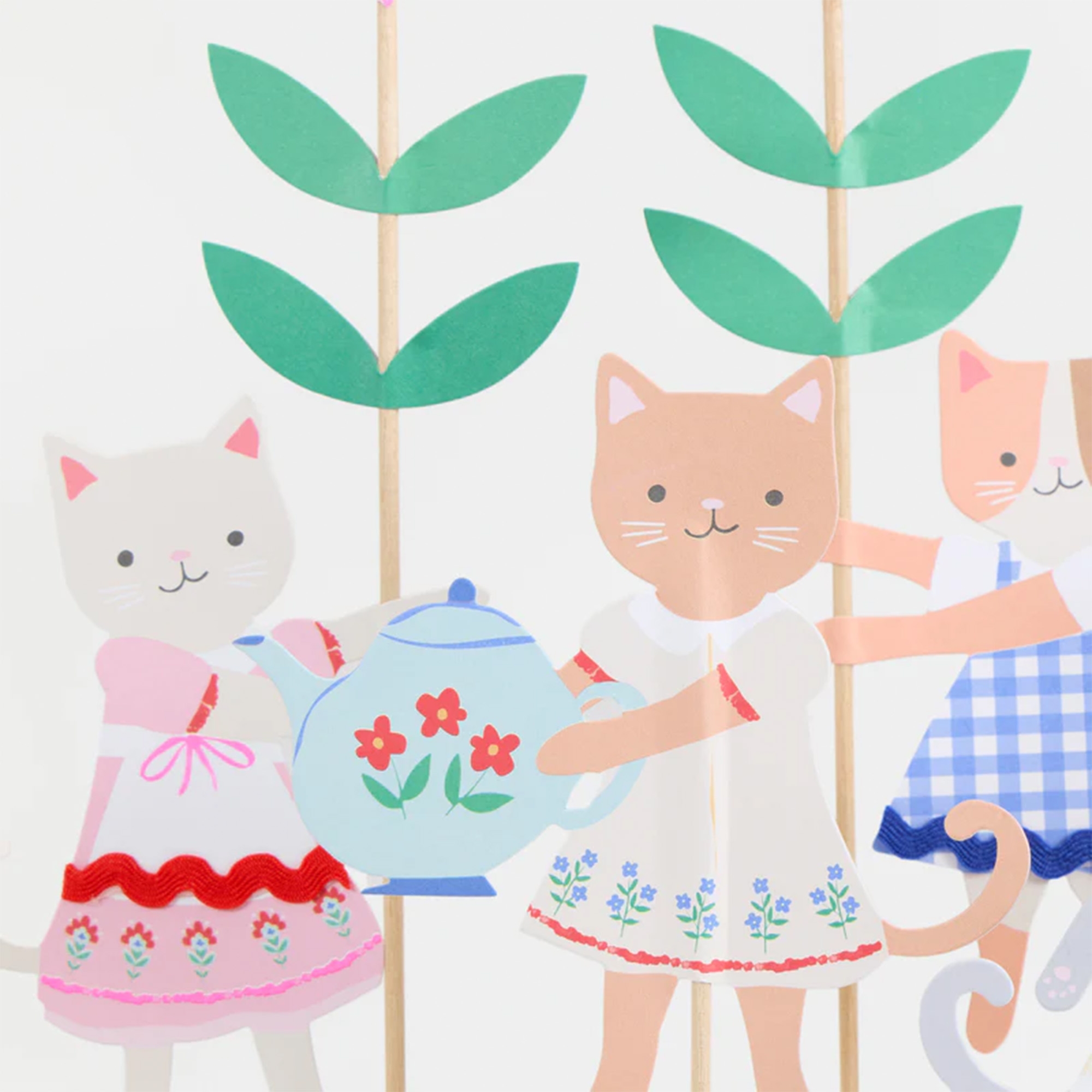 Puppenkunst, Papierfiguren, Dekofiguren, Teekanne, Tierfiguren