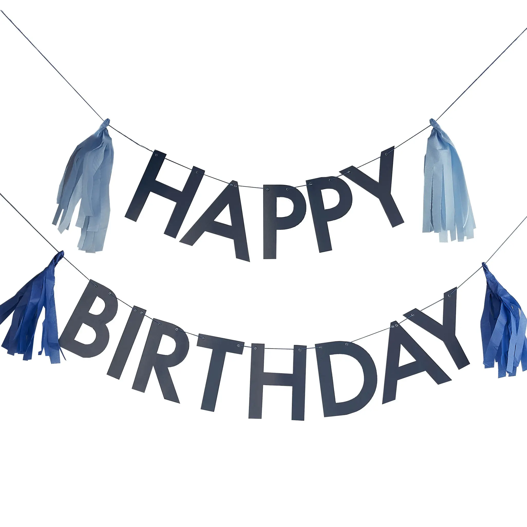 Girlande mit Tasseln "Happy Birthday" - Blau