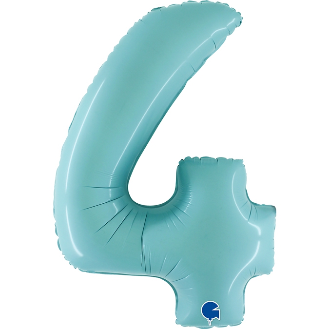 Folienballon Zahl 4 Pastell Türkis 100cm Folienballon Zahl 4 Pastell Türkis 100cm