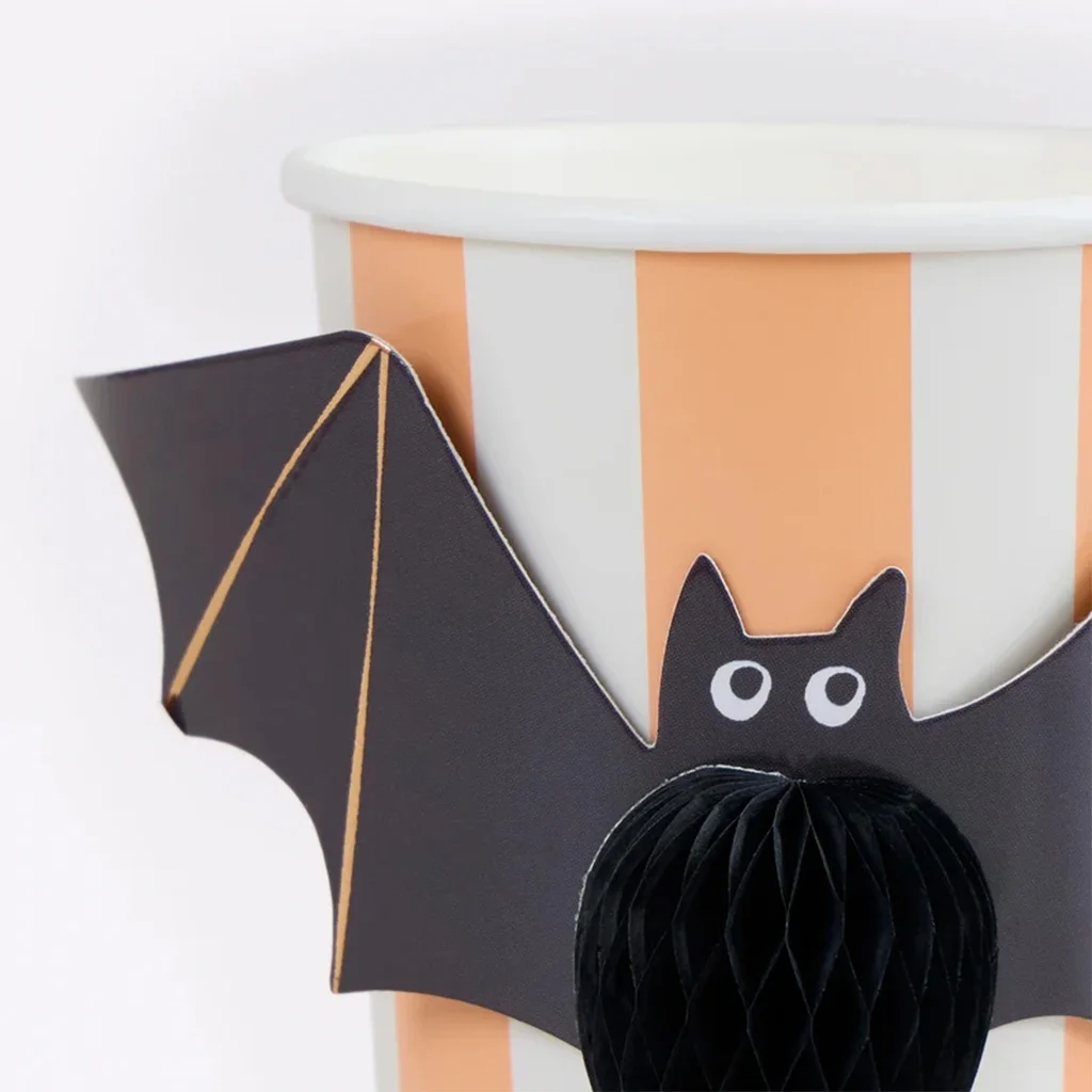 Halloween, Dekoration, Becher, Streifen, Fledermaus-Deko