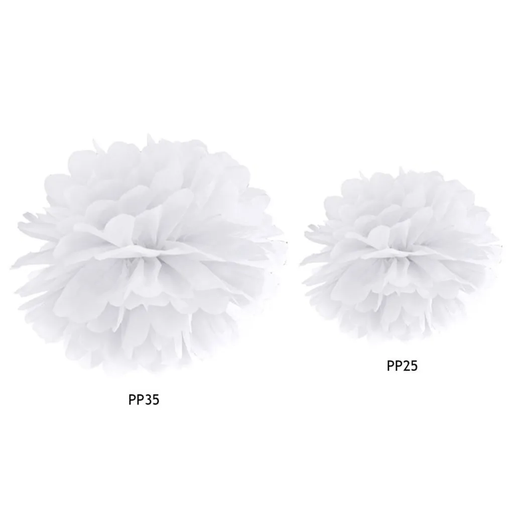 Pompom aus Papier - klein, Weiß