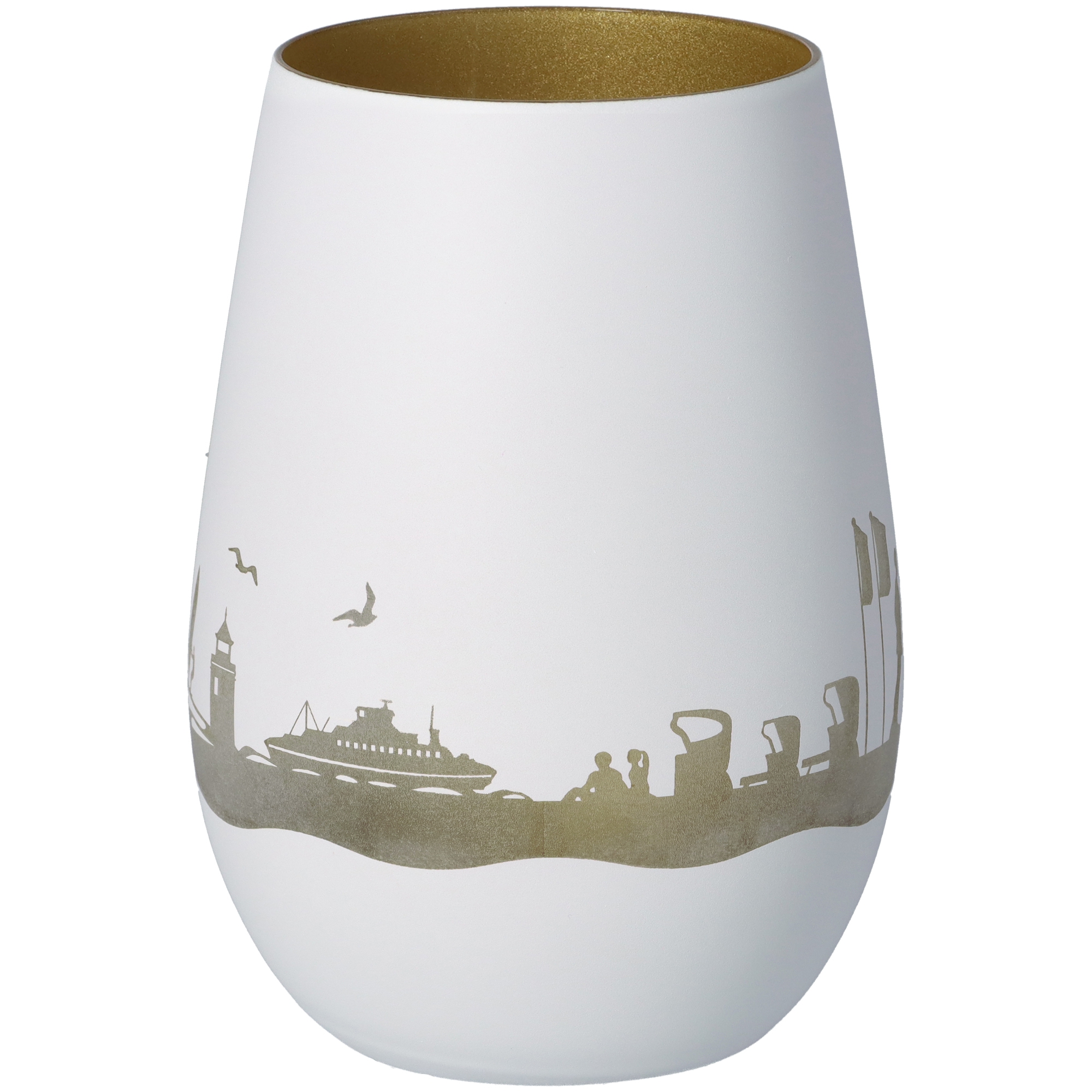 Windlicht Skyline Sylt Weiß/Gold Windlicht Skyline Sylt Weiß/Gold