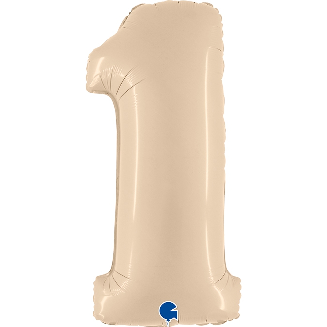 Folienballon Zahl 1 Satin Cream 100cm/40" Folienballon Zahl 1 Satin Cream 100cm/40"