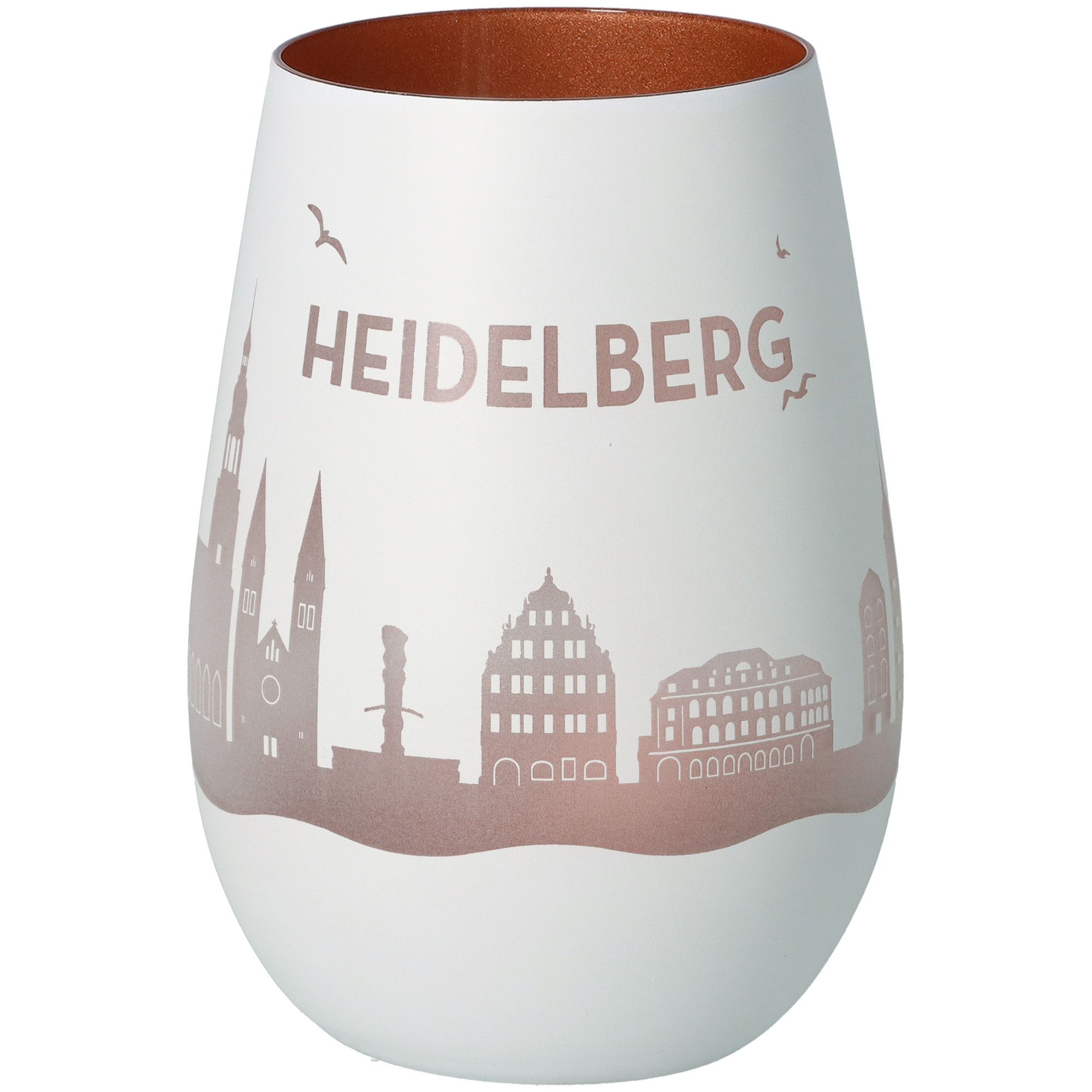 Windlicht Skyline Heidelberg Weiß/Bronze