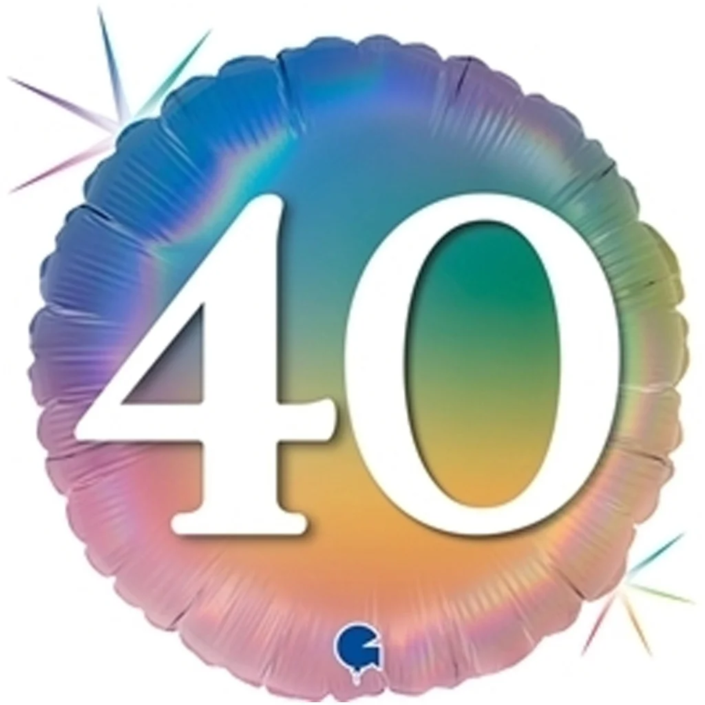 Folienballon "40" Regenbogen 45cm