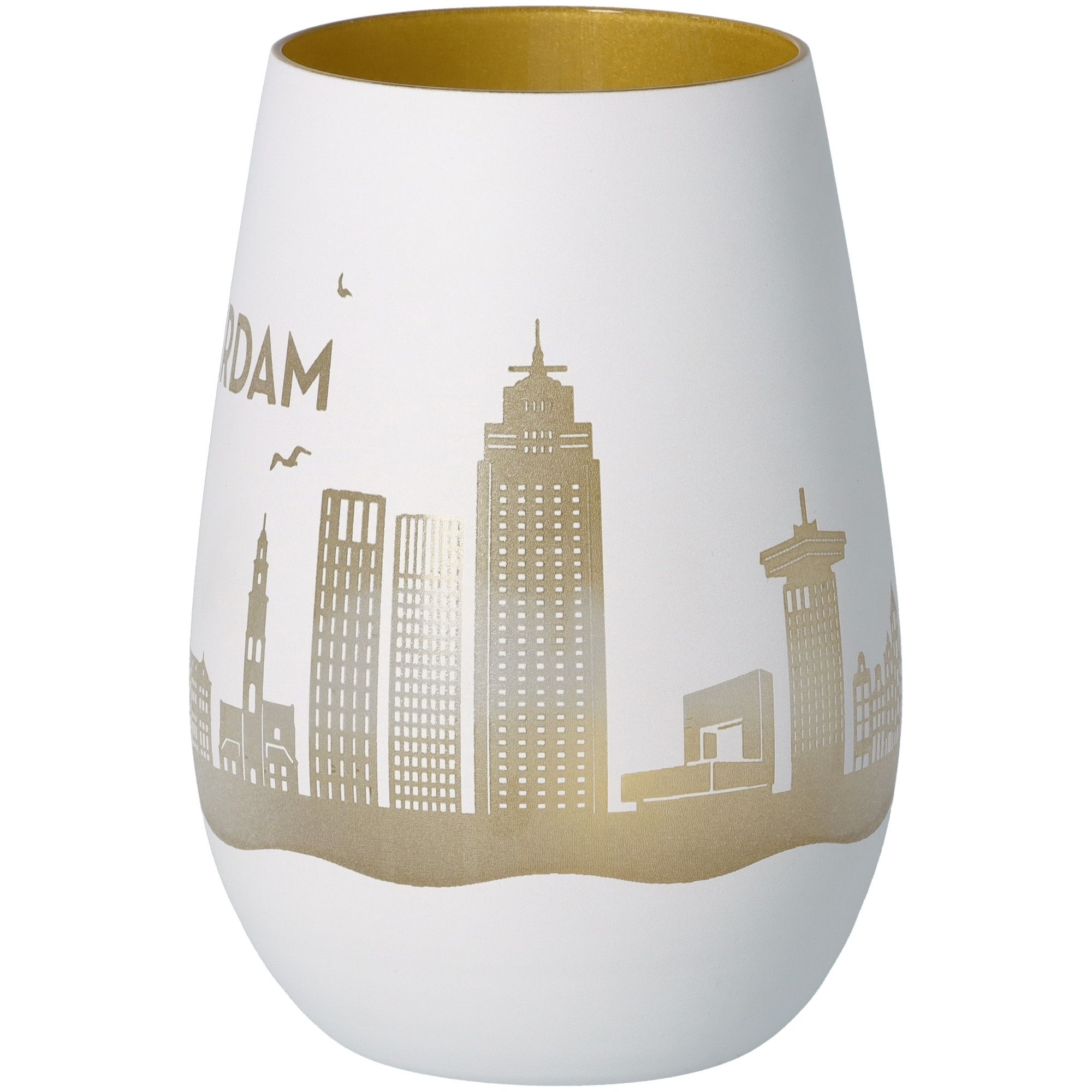 Windlicht Skyline Amsterdam Weiß/Gold Töpferei, Krug, Lampe, Vase, Porzellan