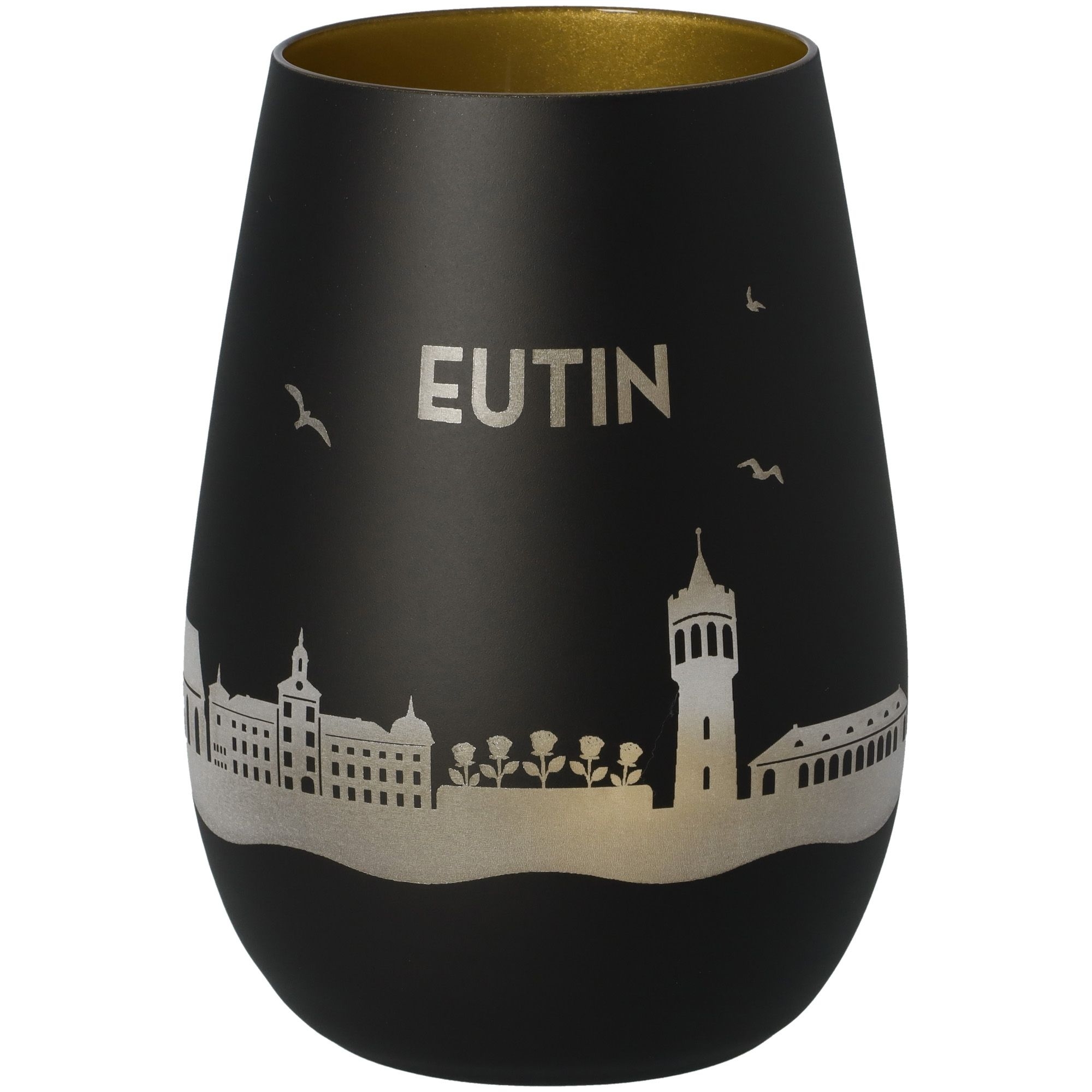 Windlicht Skyline Eutin Schwarz/Gold Krug, Töpferei, Vase