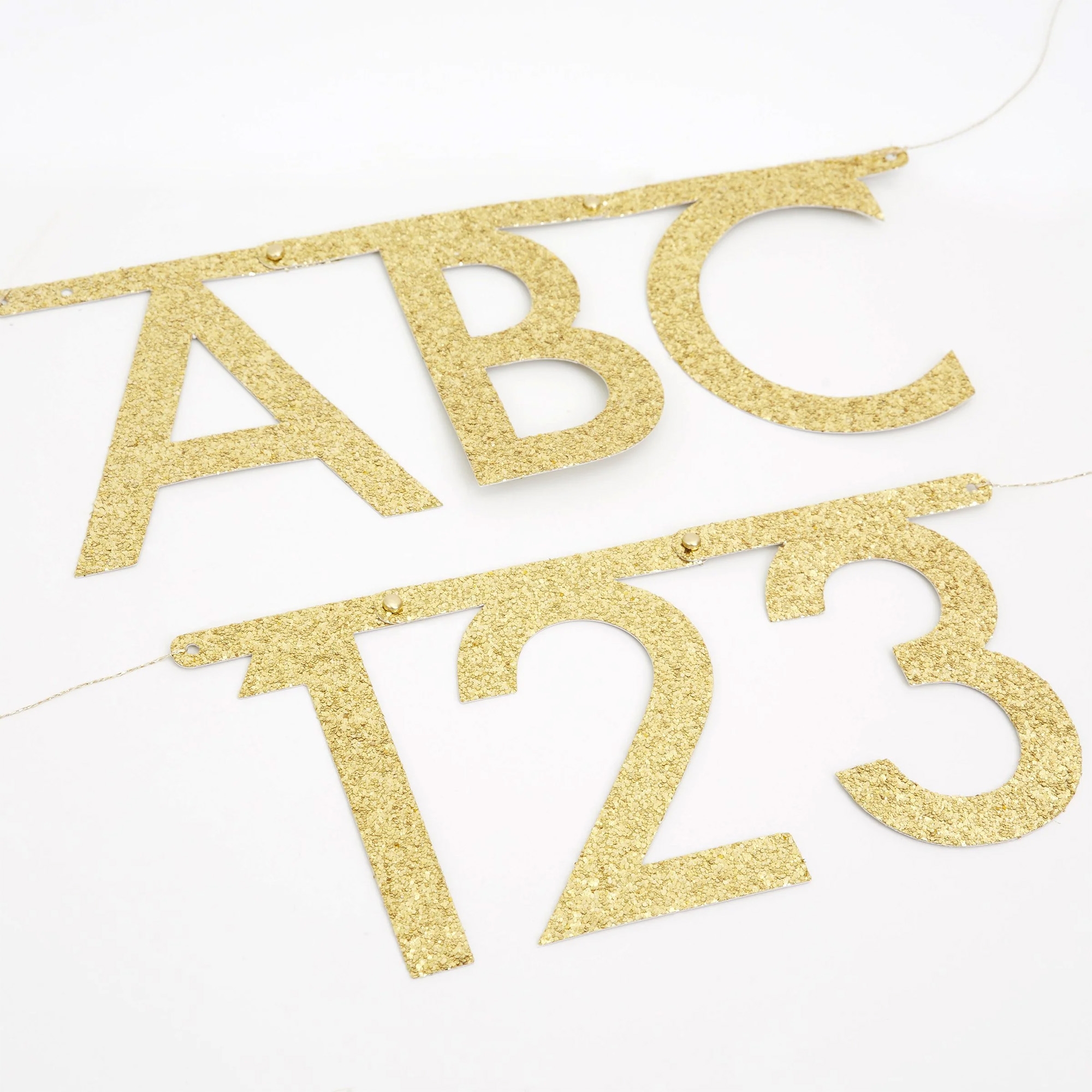 Meri Meri - DIY Girlande 134-teilig, Gold-Glitzer Zahl, Symbol, Text