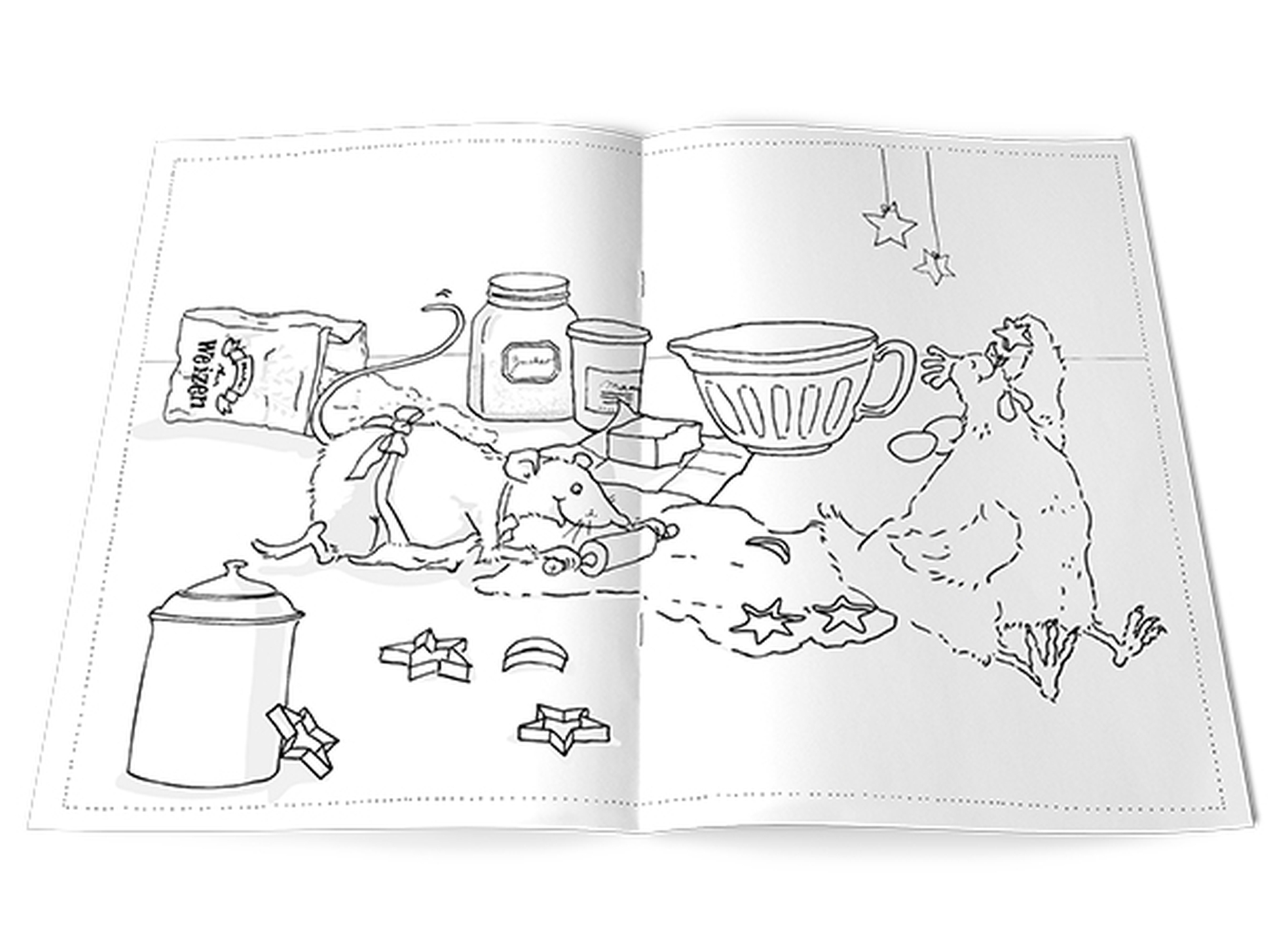 6 Papier Geschenketüten - Malbuch Schneetiere
