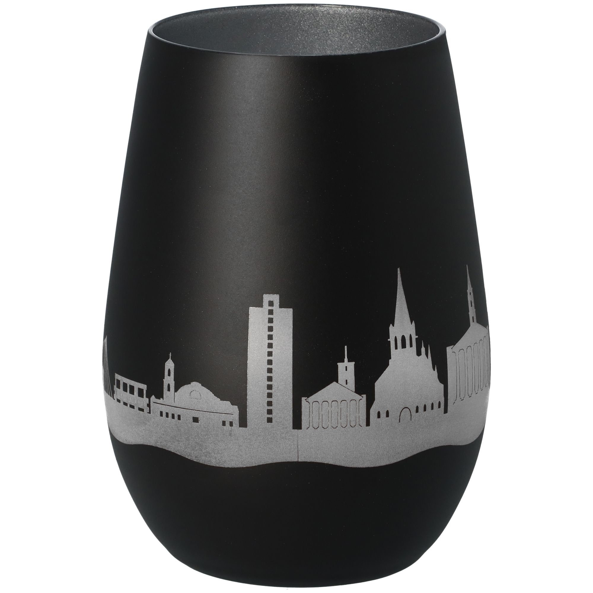 Windlicht Skyline Karlsruhe Schwarz/Silber Töpferei, Krug, Vase, Lampe