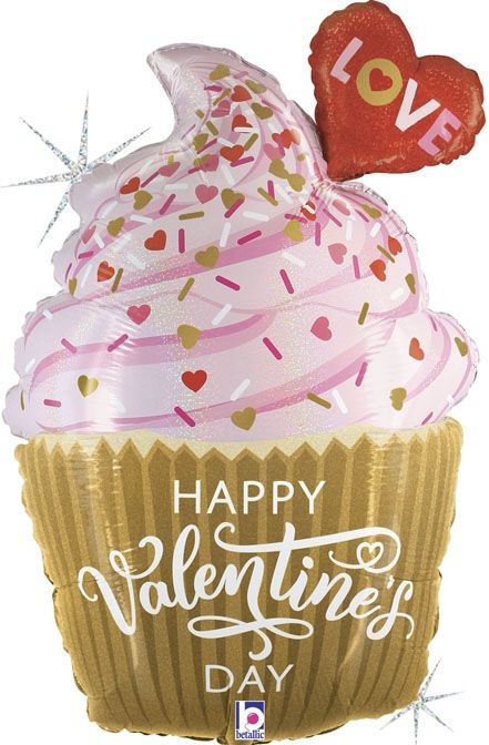 Folienballon Valentine "Golden Cupcake" 152cm Folienballon Valentine "Golden Cupcake" 152cm