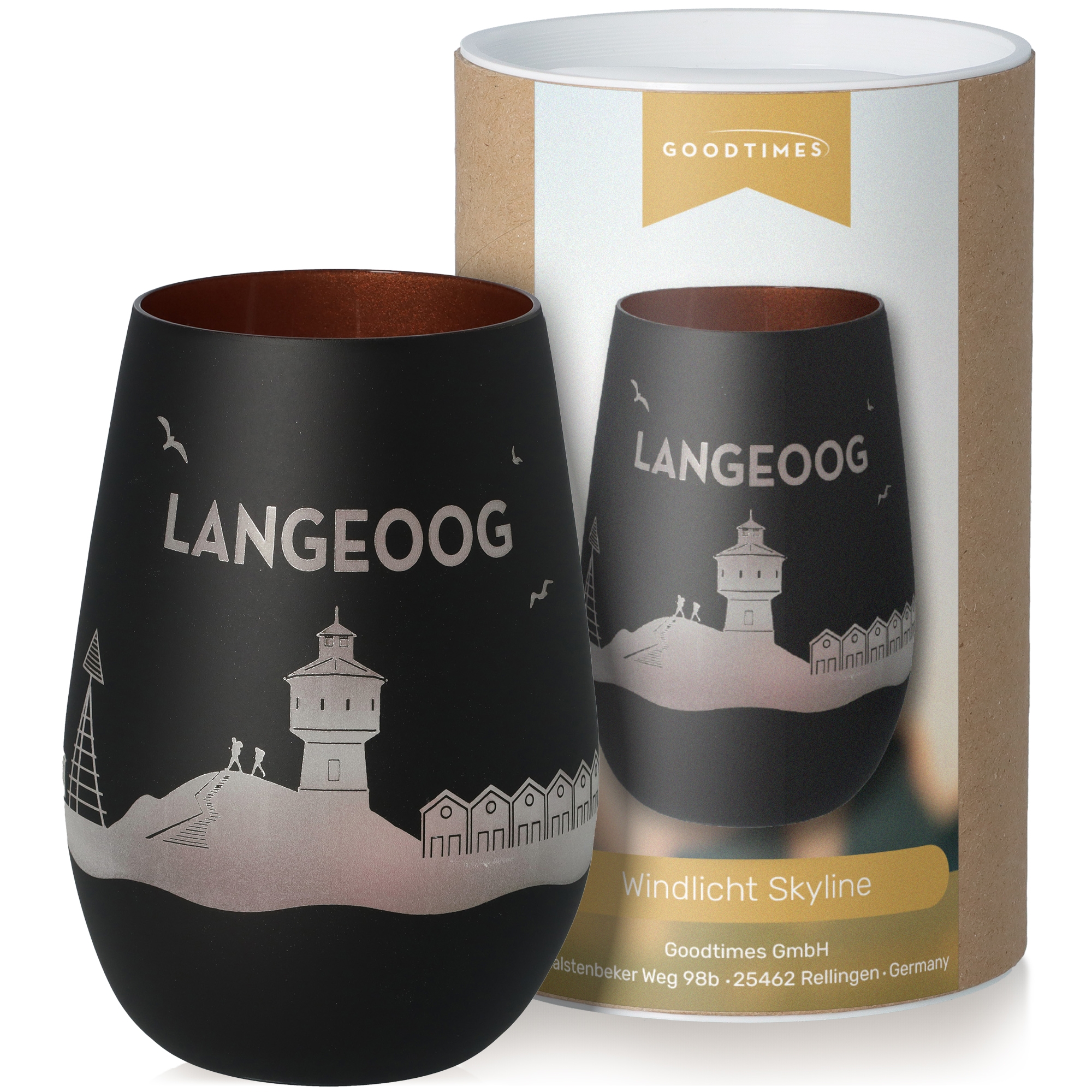 Windlicht Skyline Langeoog Schwarz/Bronze Krug, Töpferei, Tasse