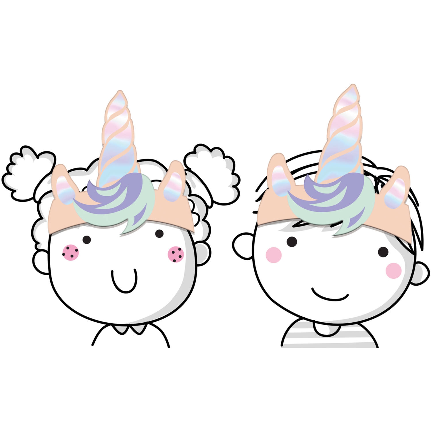 Einhorn-Krone "Regenbogen Einhorn" 6 Stück