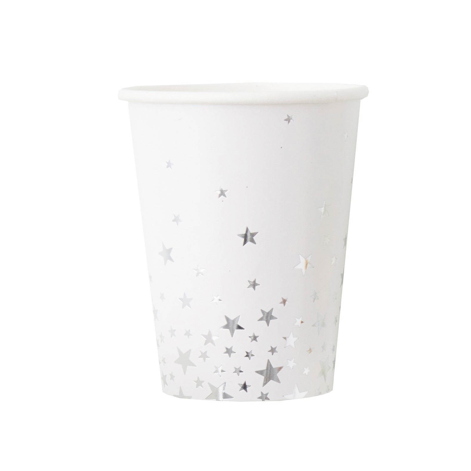 Metallic Star - 8 Sternchen Pappbecher Silber Metallic Star - 8 Sternchen Pappbecher Silber