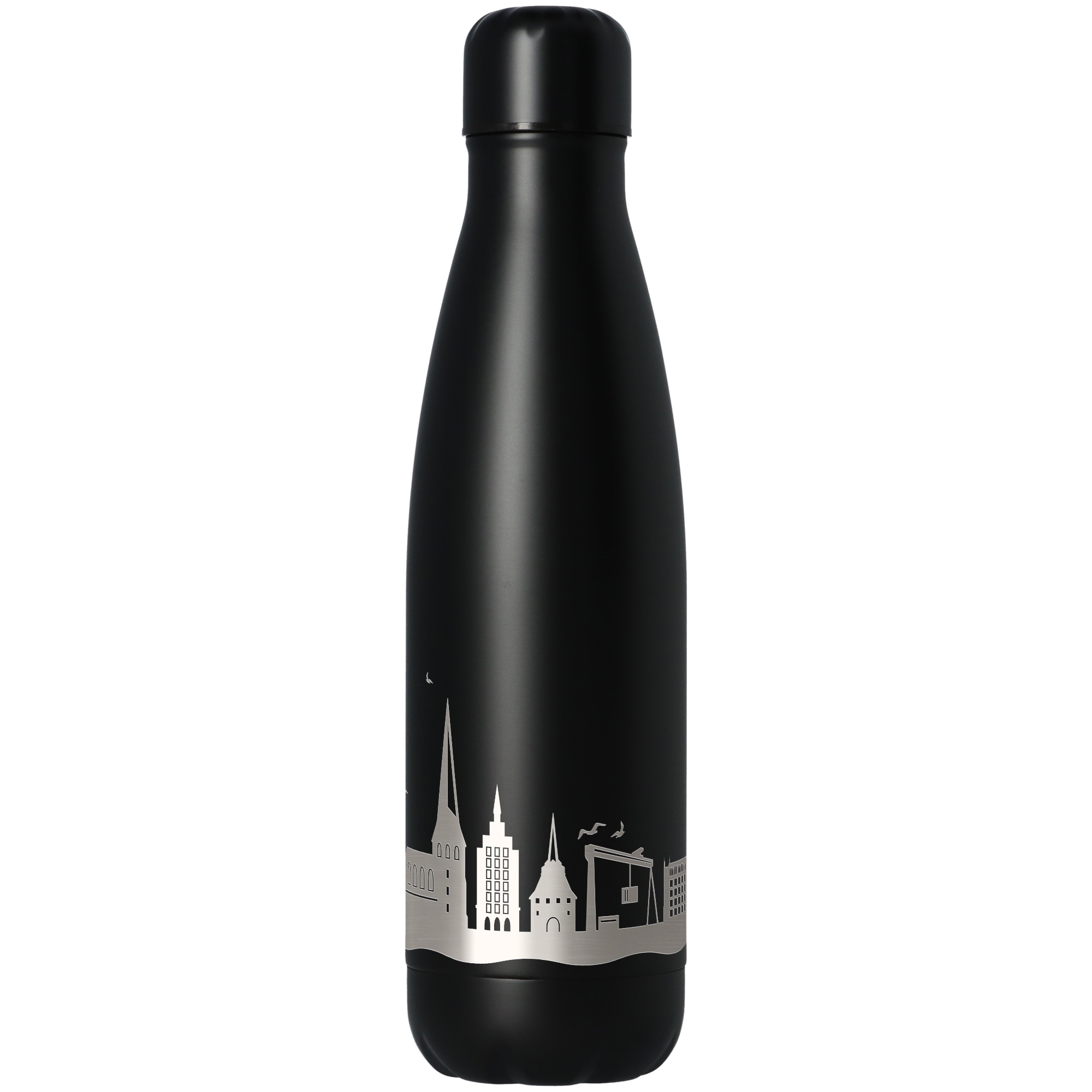 b83e08155cd4a1e1623ab21f88b117f71372995b Trinkflasche Skyline Rostock Schwarz 500ml