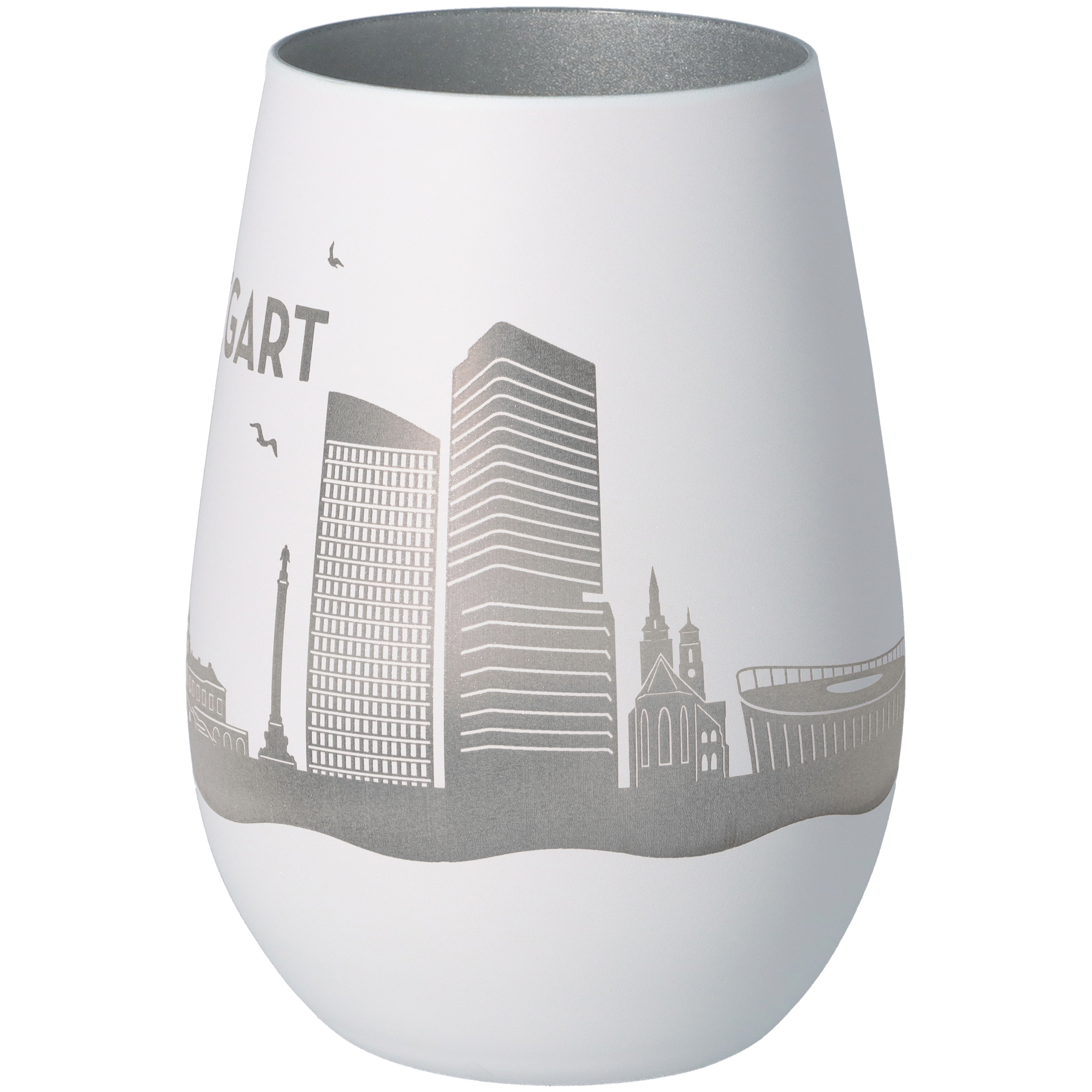 Windlicht Skyline Stuttgart Weiß/Silber Windlicht Skyline Stuttgart Weiß/Silber