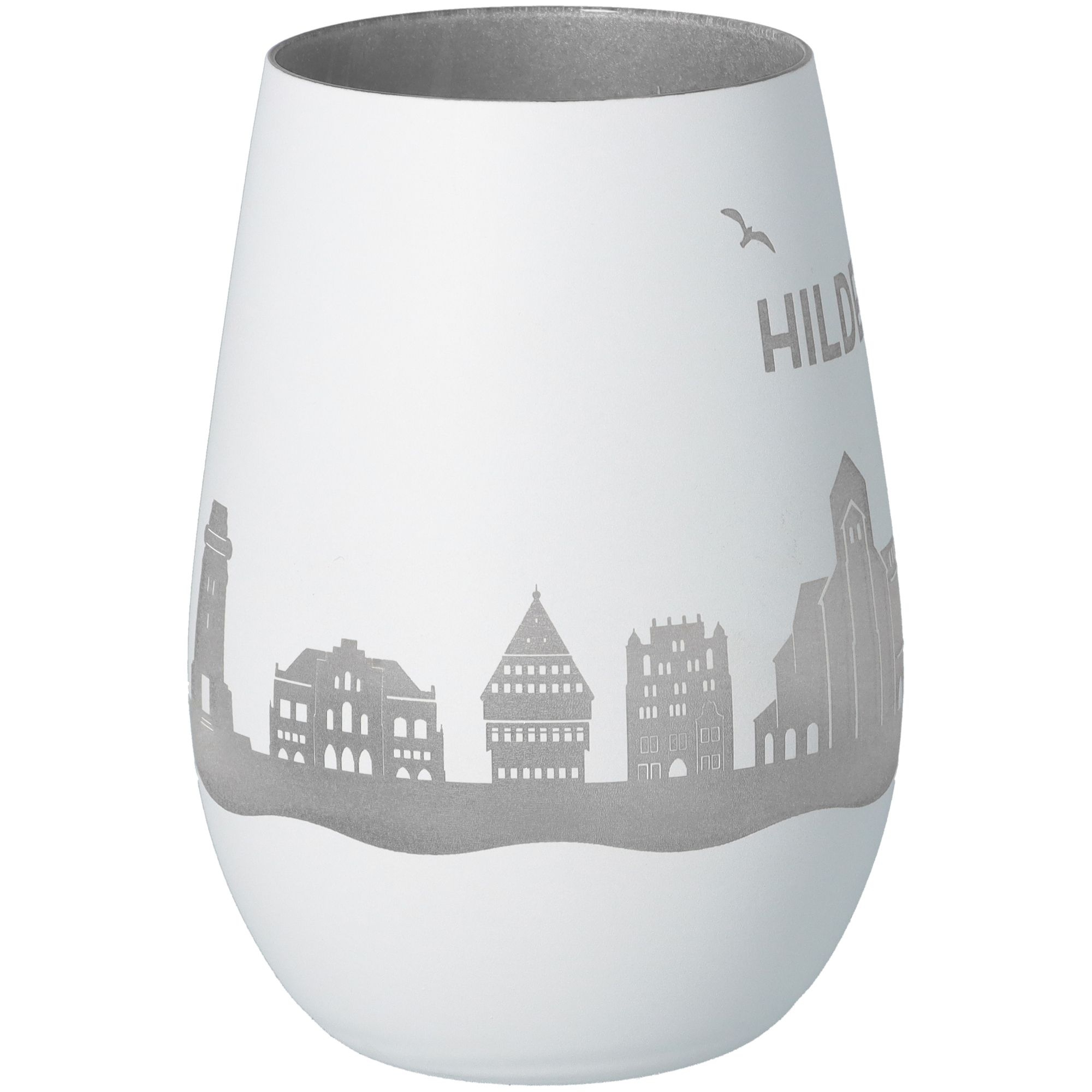 Windlicht Skyline Hildesheim Weiß/Silber Windlicht Skyline Hildesheim Weiß/Silber