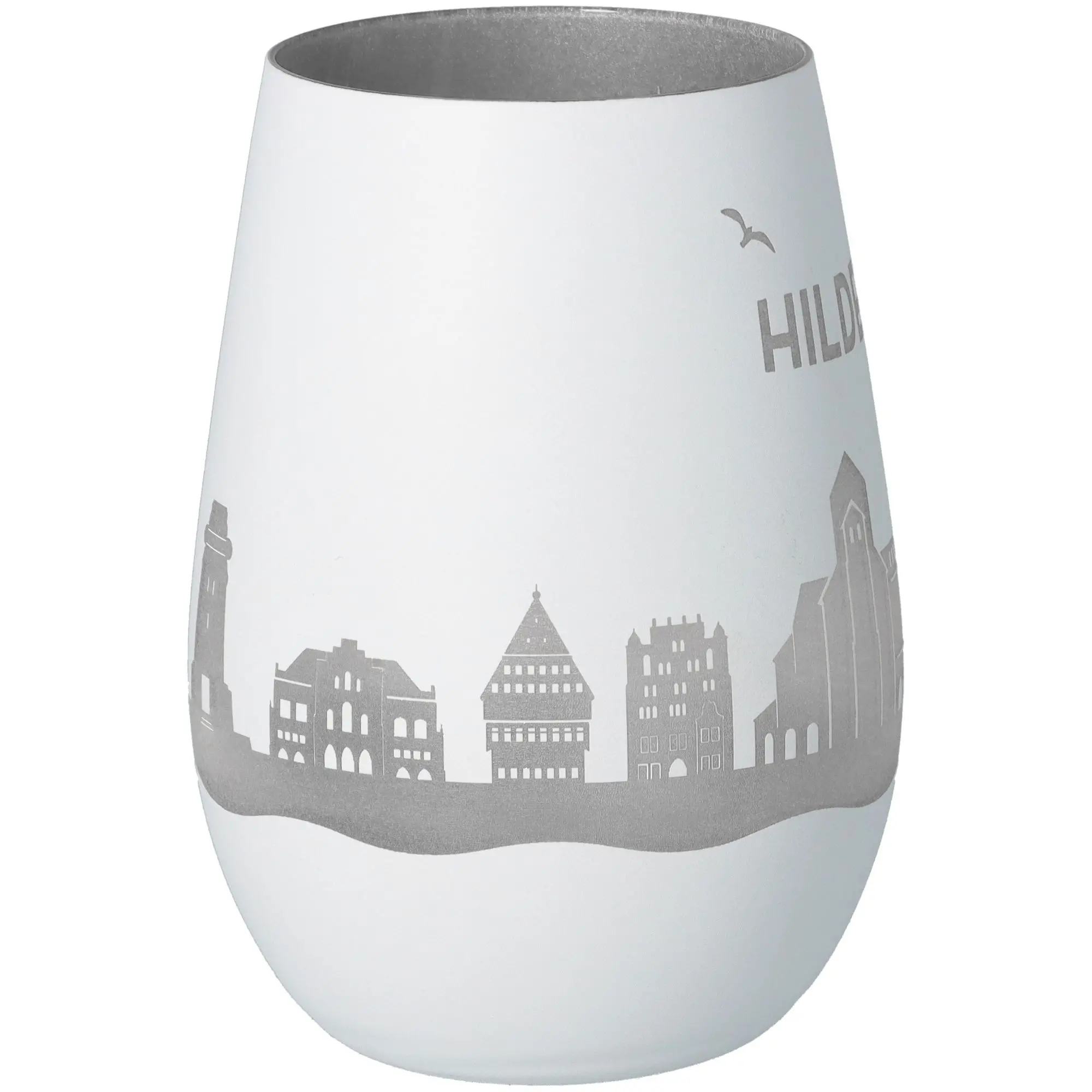 Windlicht Skyline Hildesheim Weiß/Silber
