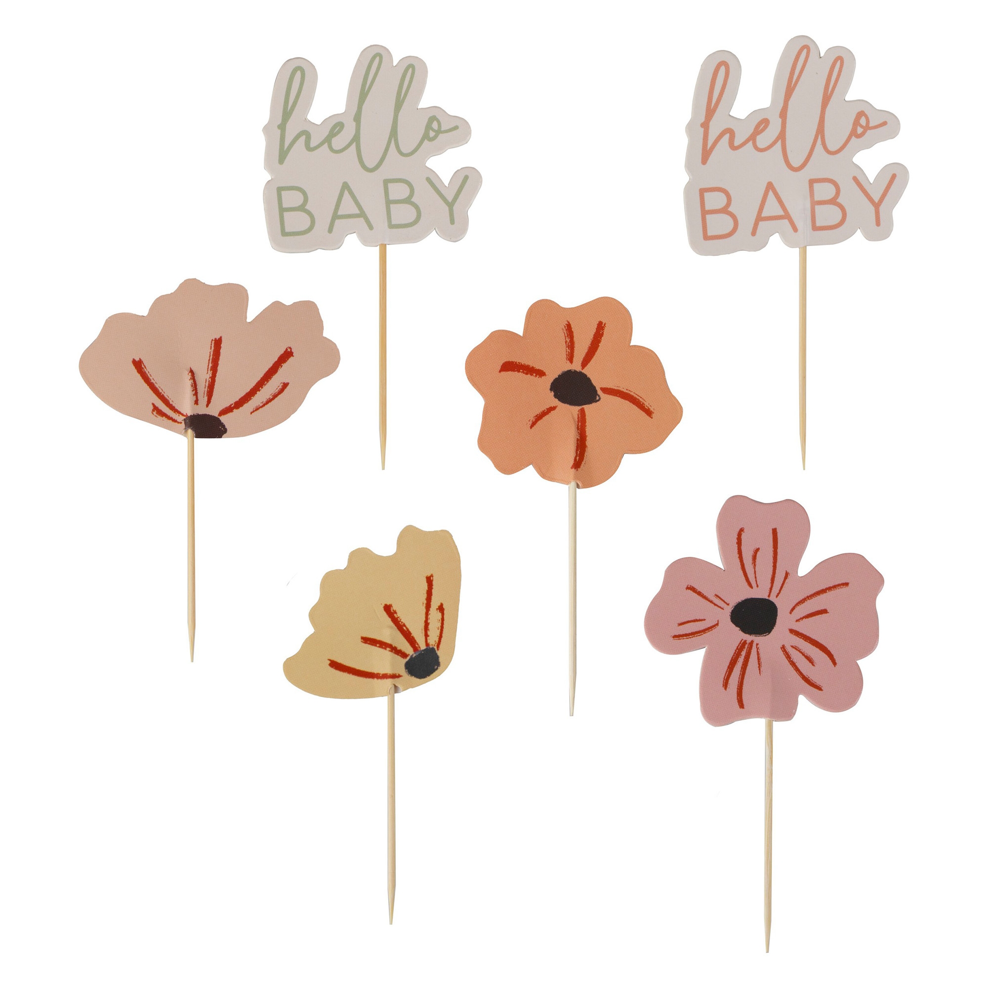 Cupcake Topper "Baby Shower" Floral Essen, Süßigkeiten