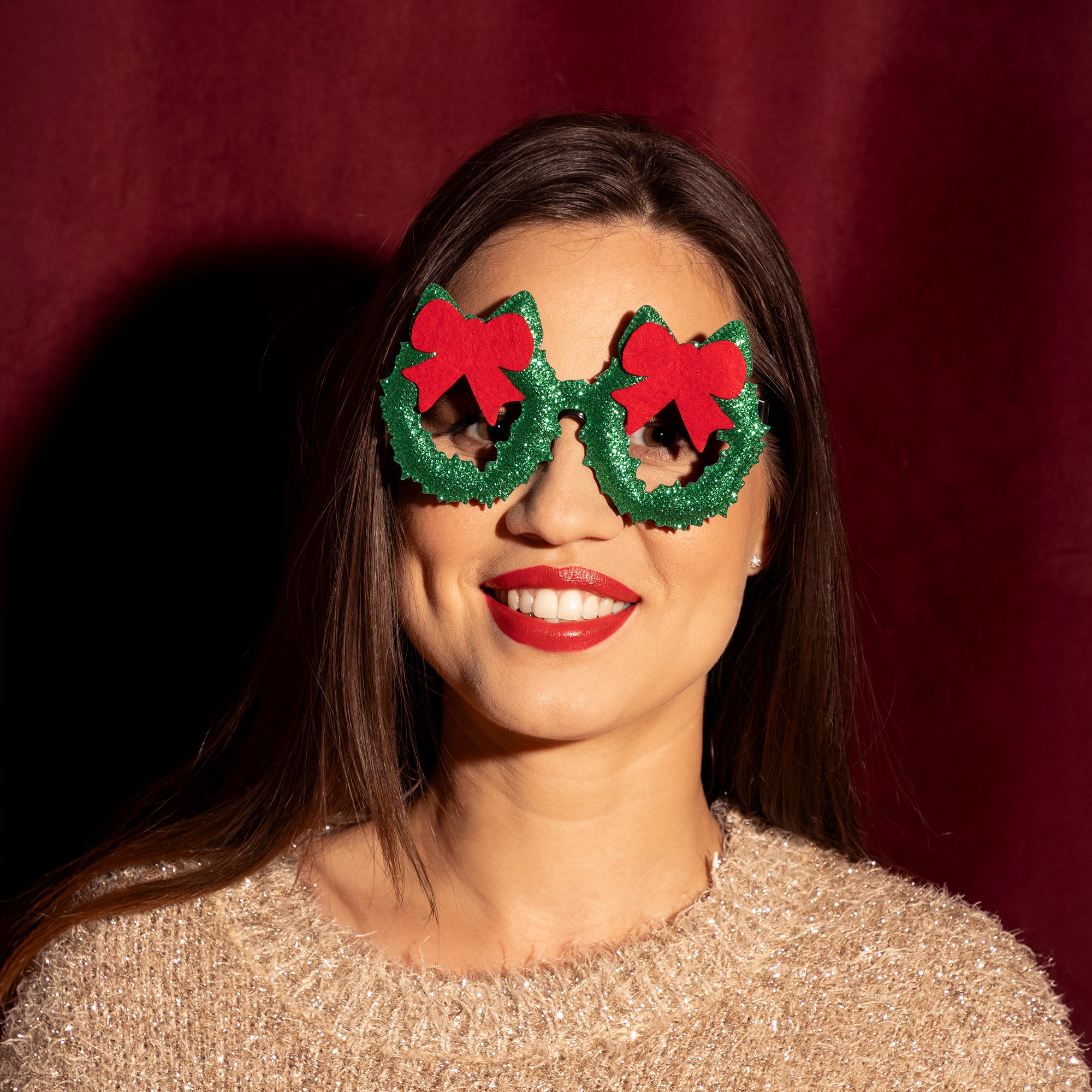 Brille "Weihnachtskranz" Kopf, Person, Gesicht, Erwachsener, Frau